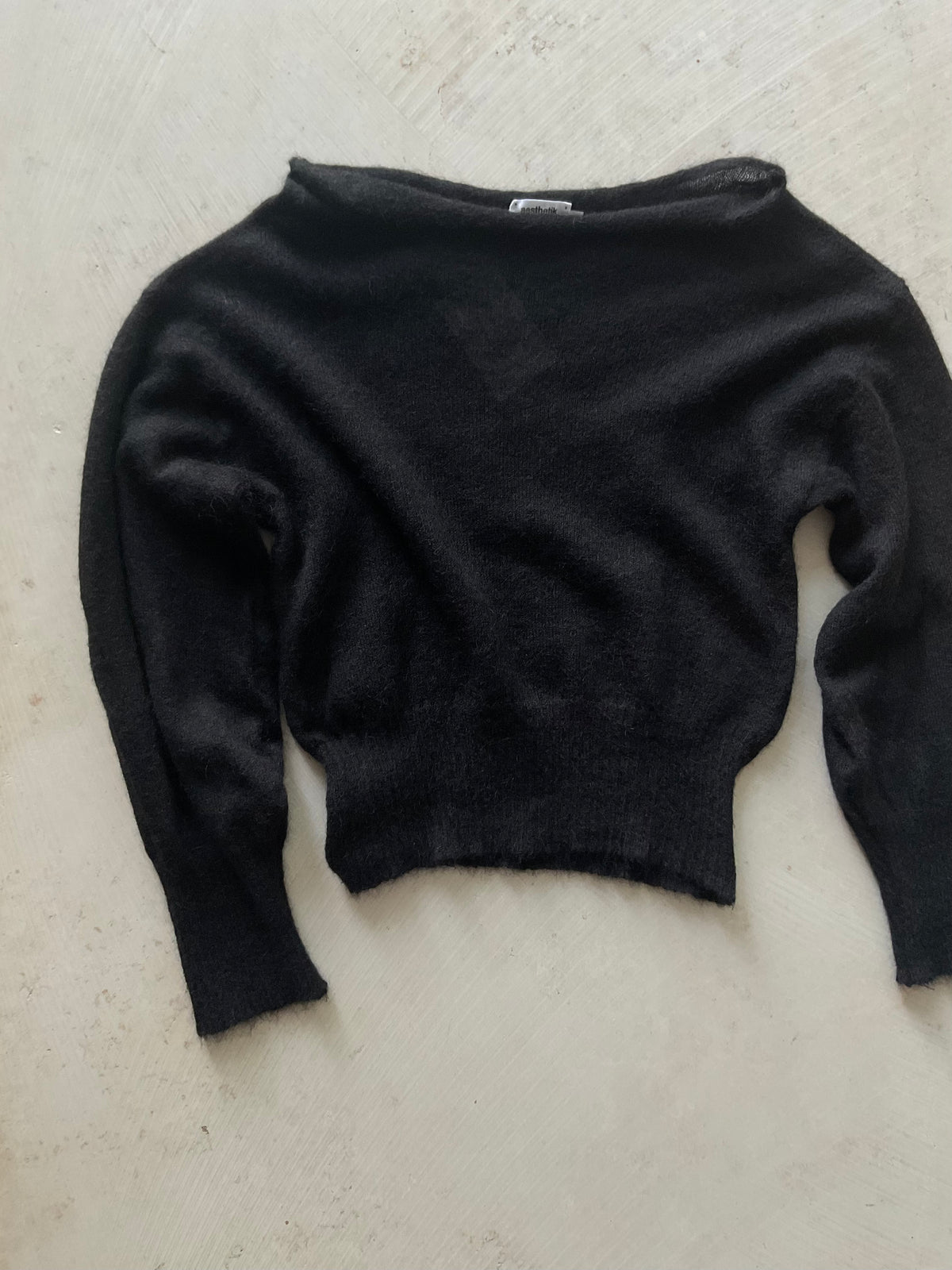 Luna Alpaca Knit Long Sleeve Top – Black