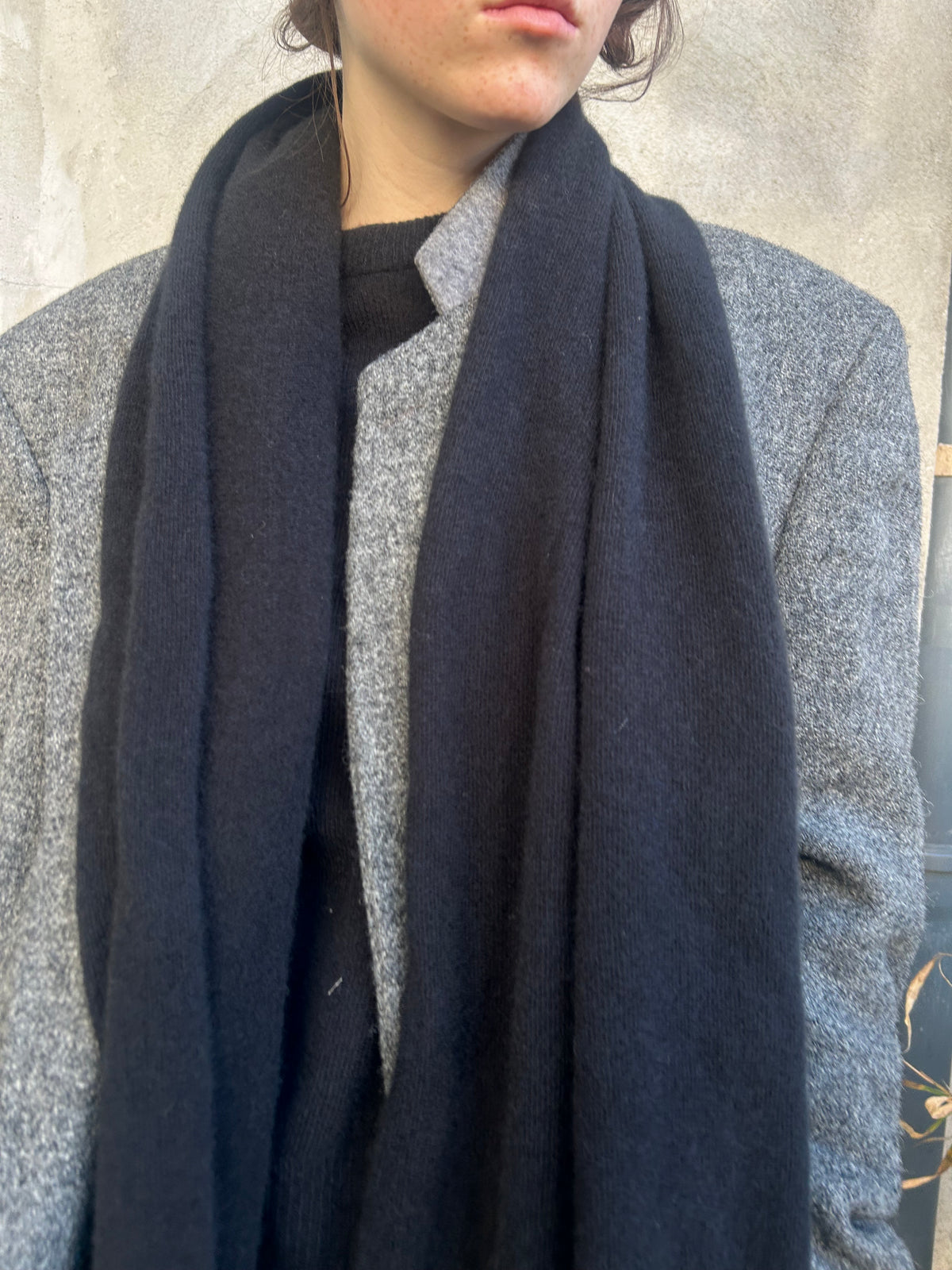 Classic Baby Merino Scarf Black Winter scarf