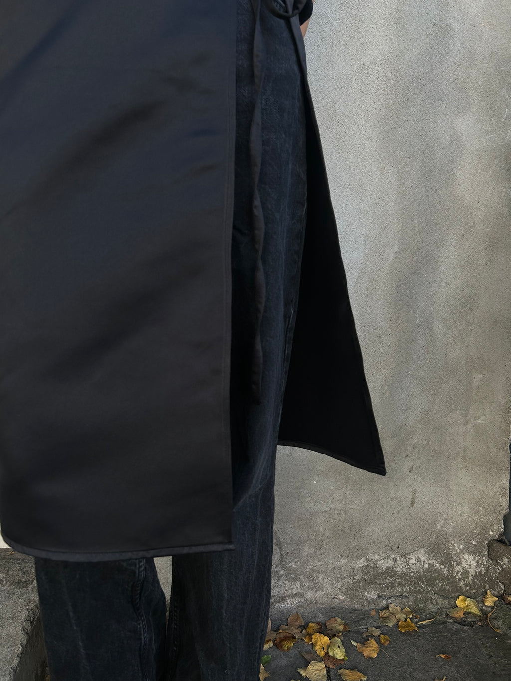 Black Satin Apron Skirt