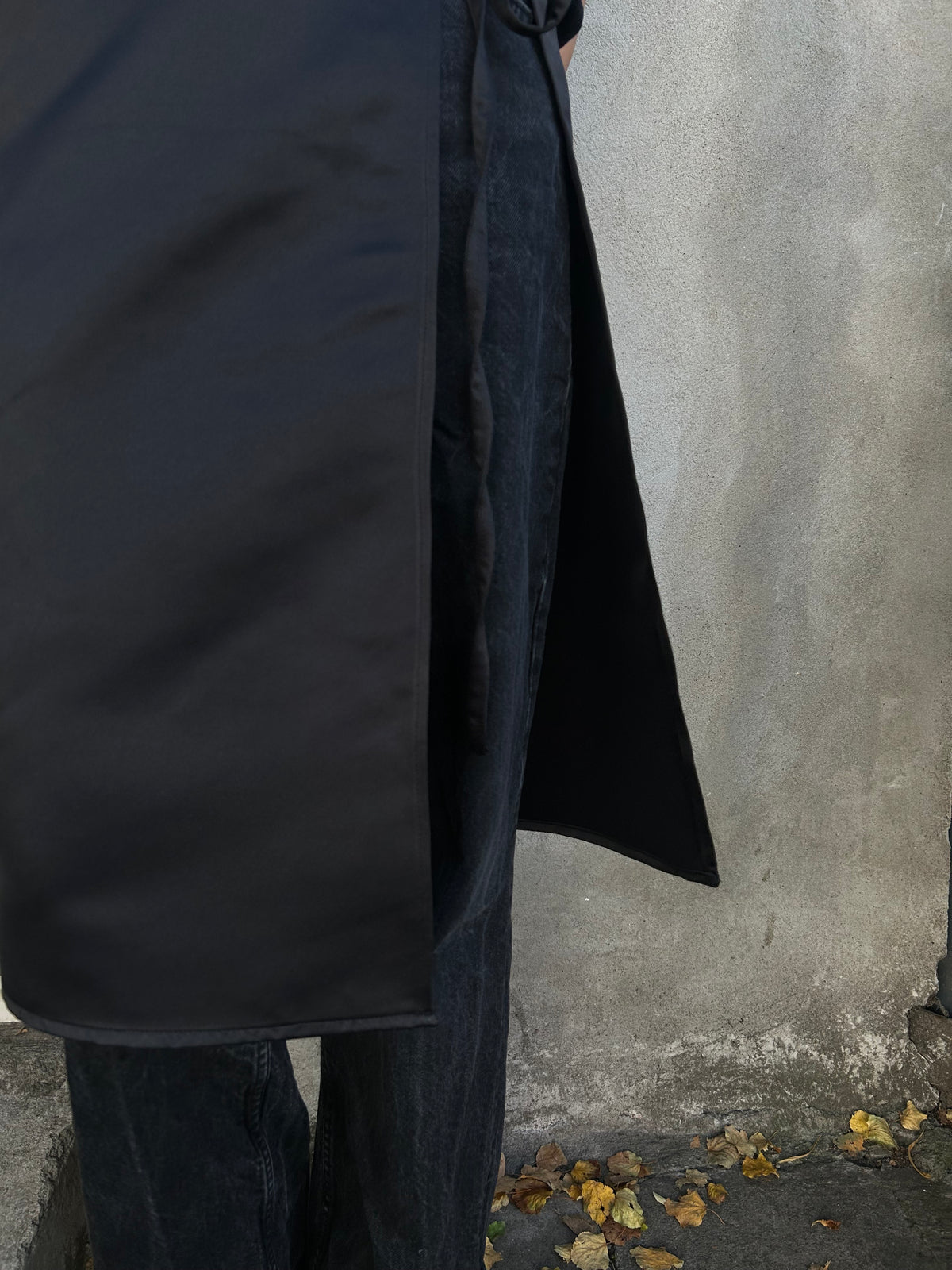 Black Satin Apron Skirt