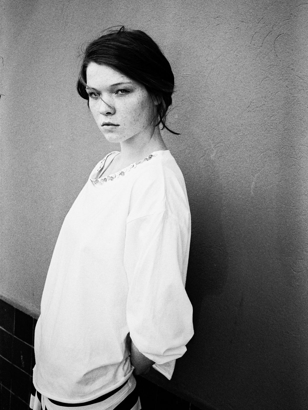 Women’s Off-Shoulder Tshirt – Loose Fit – Cotton Jersey Fiona white
