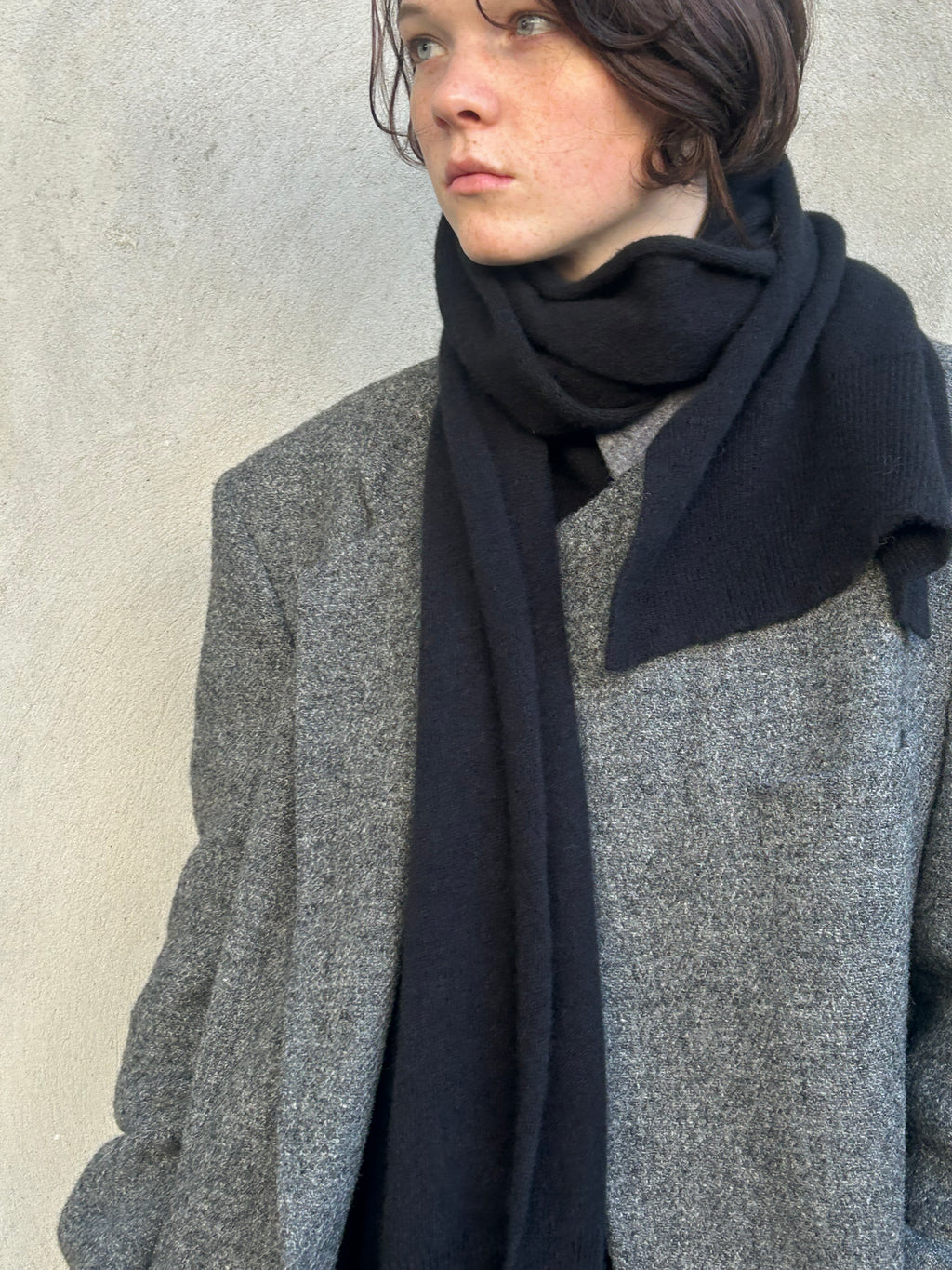 Classic Baby Merino Scarf Black Winter scarf