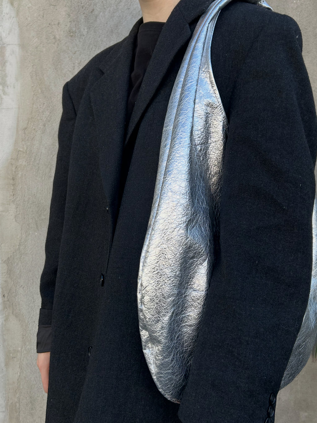 Silver Leather Hobo