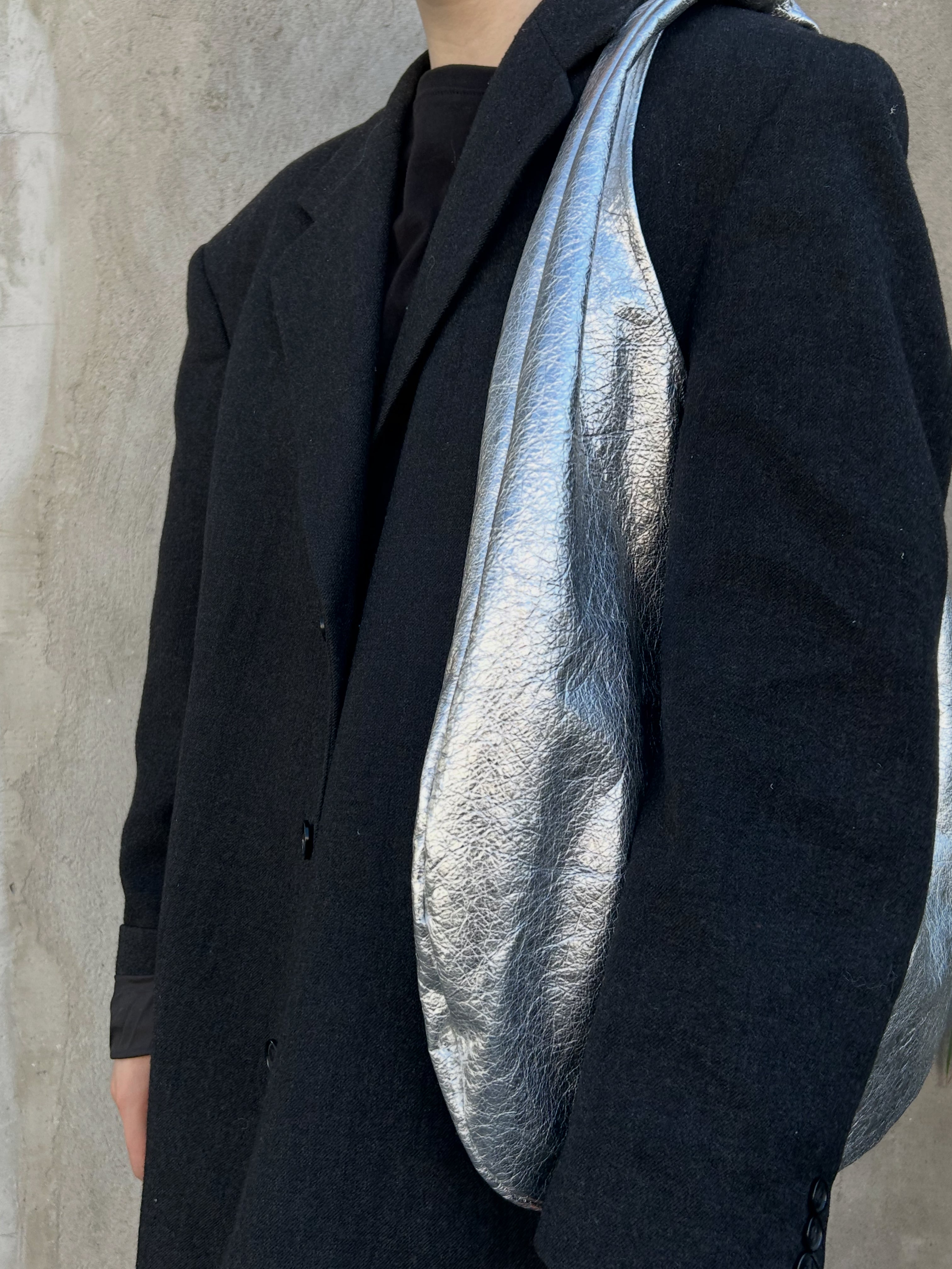 Silver Leather Hobo