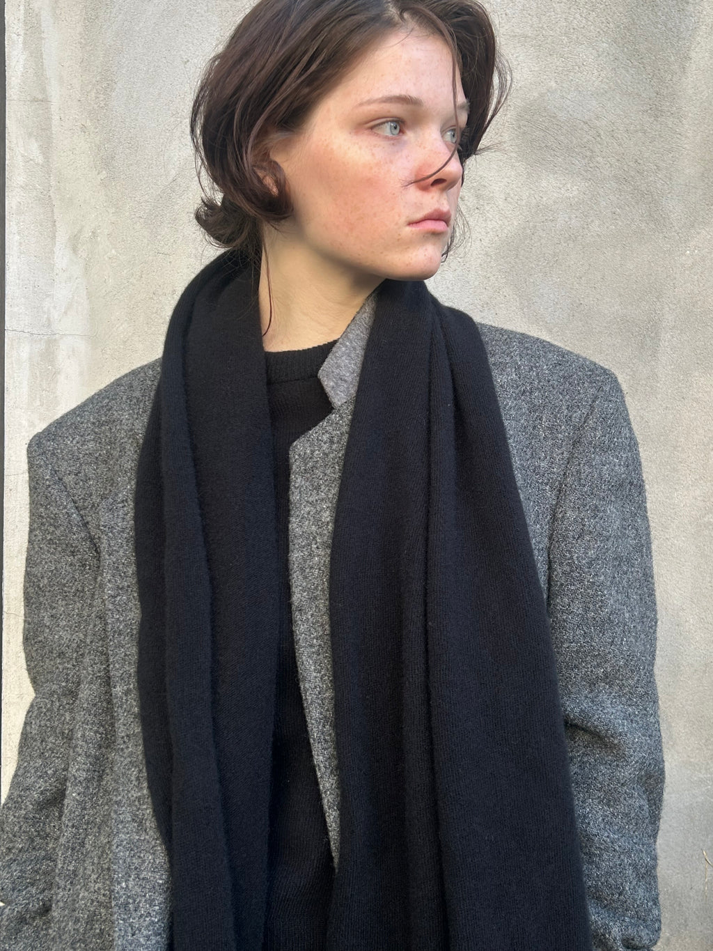Classic Baby Merino Scarf Black Winter scarf