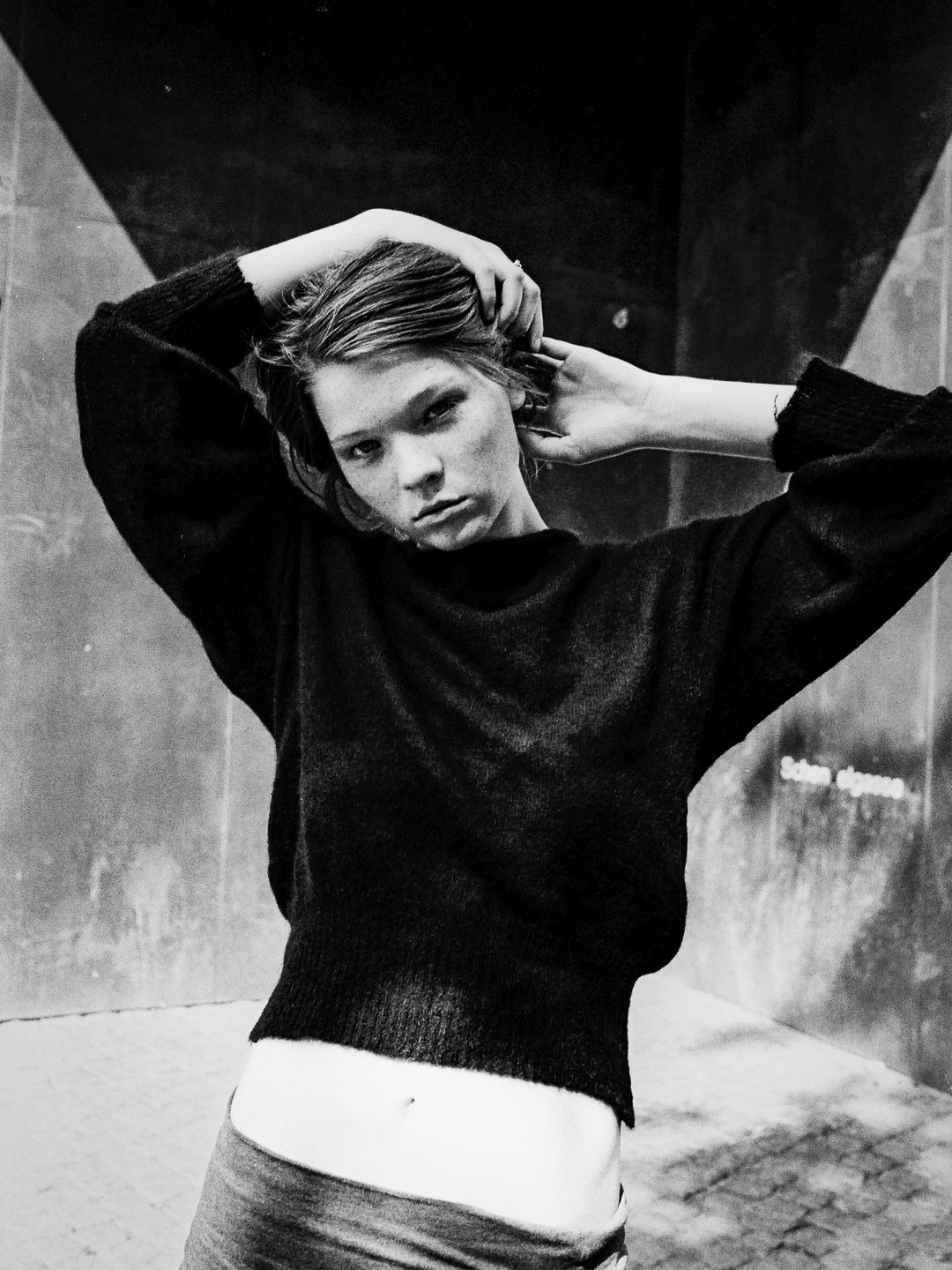 Luna Alpaca Knit Long Sleeve Top – Black