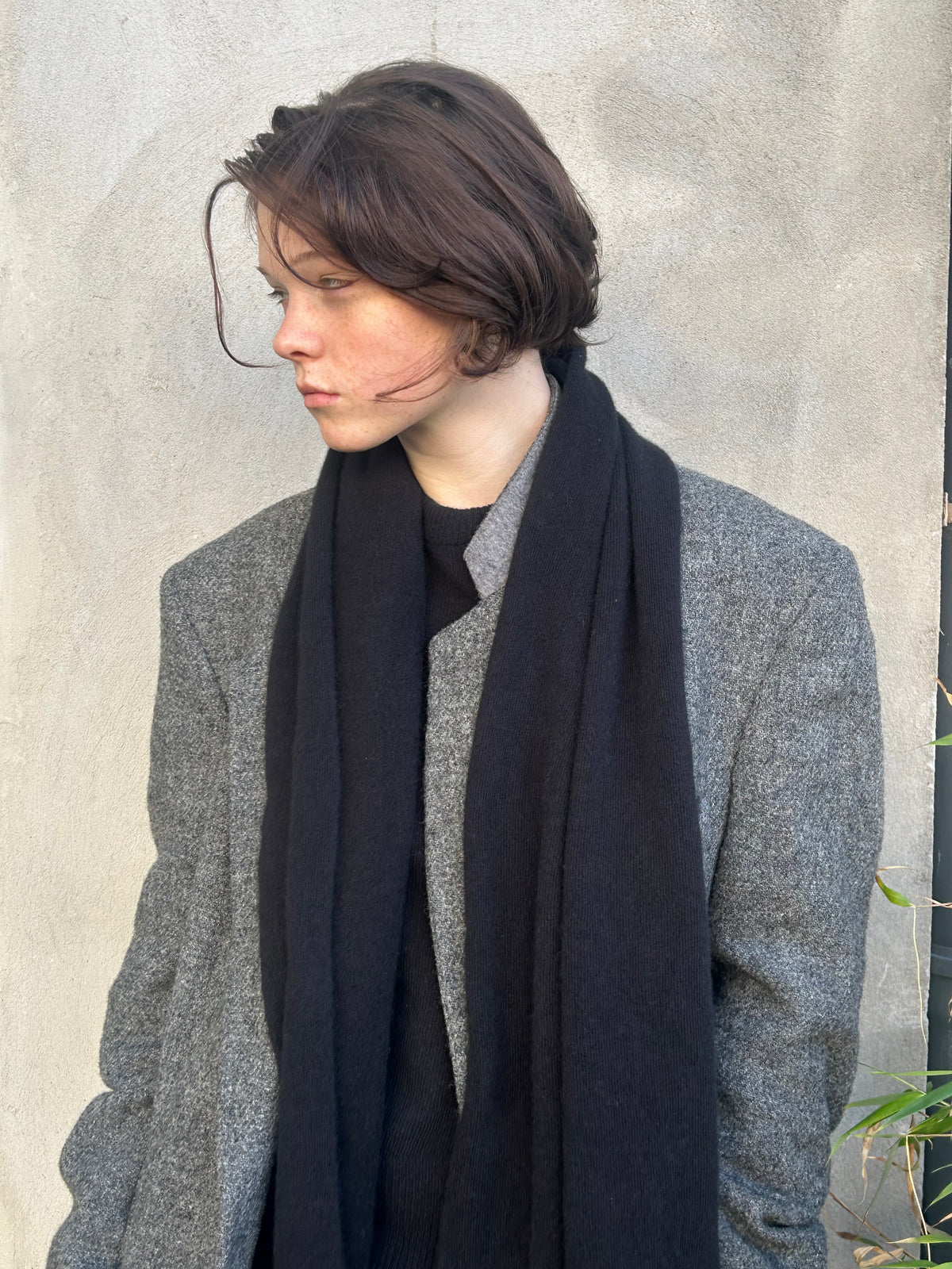 Classic Baby Merino Scarf Black Winter scarf