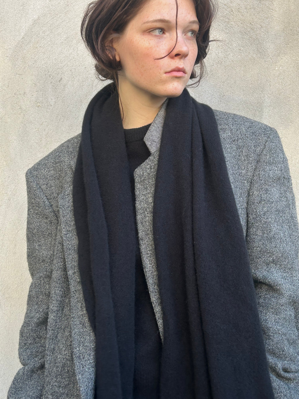 Classic Baby Merino Scarf Black Winter scarf