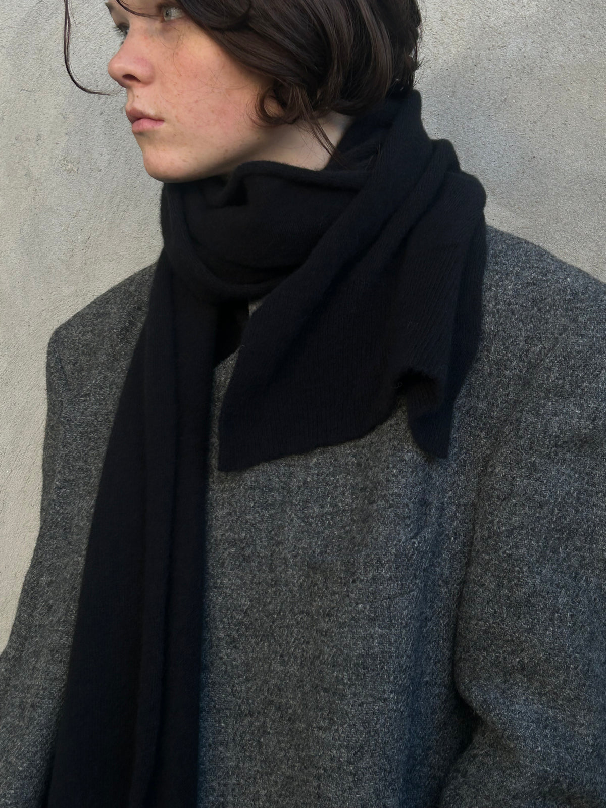 Classic Baby Merino Scarf Black Winter scarf