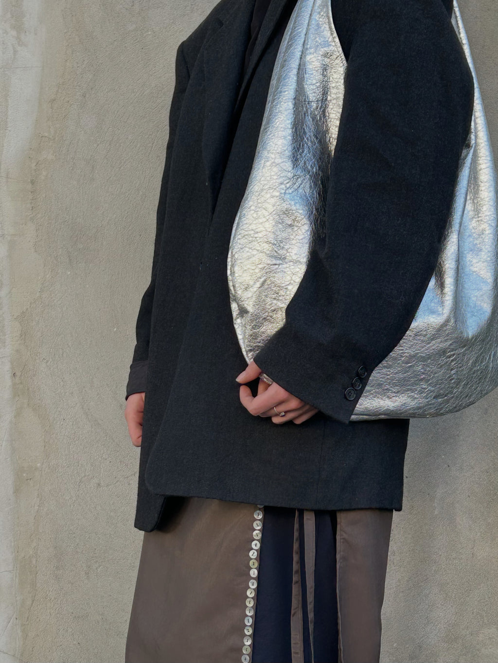 Silver Leather Hobo