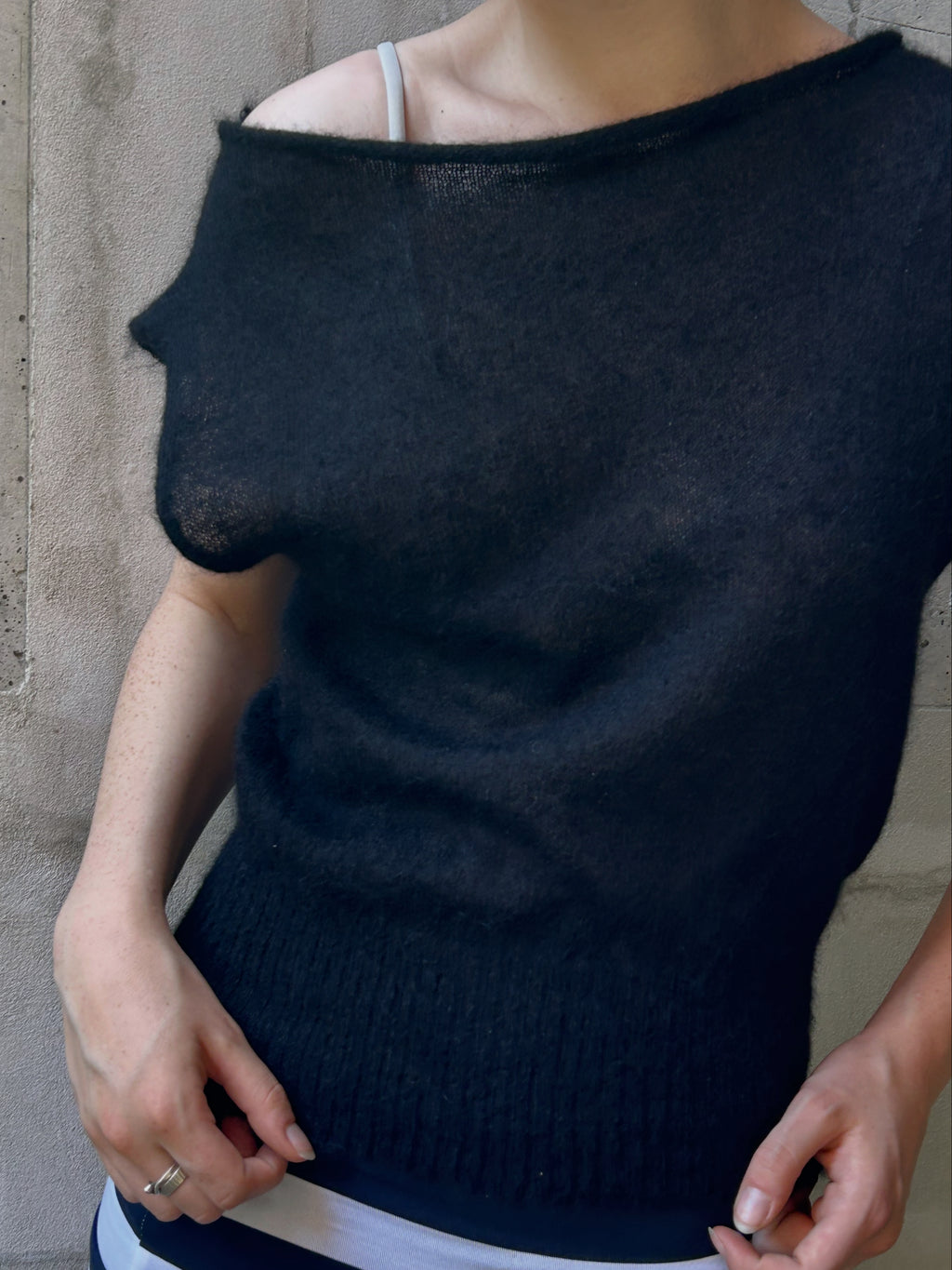 Luna — Baby Alpaca Suri Sleeveless Knit Top Black