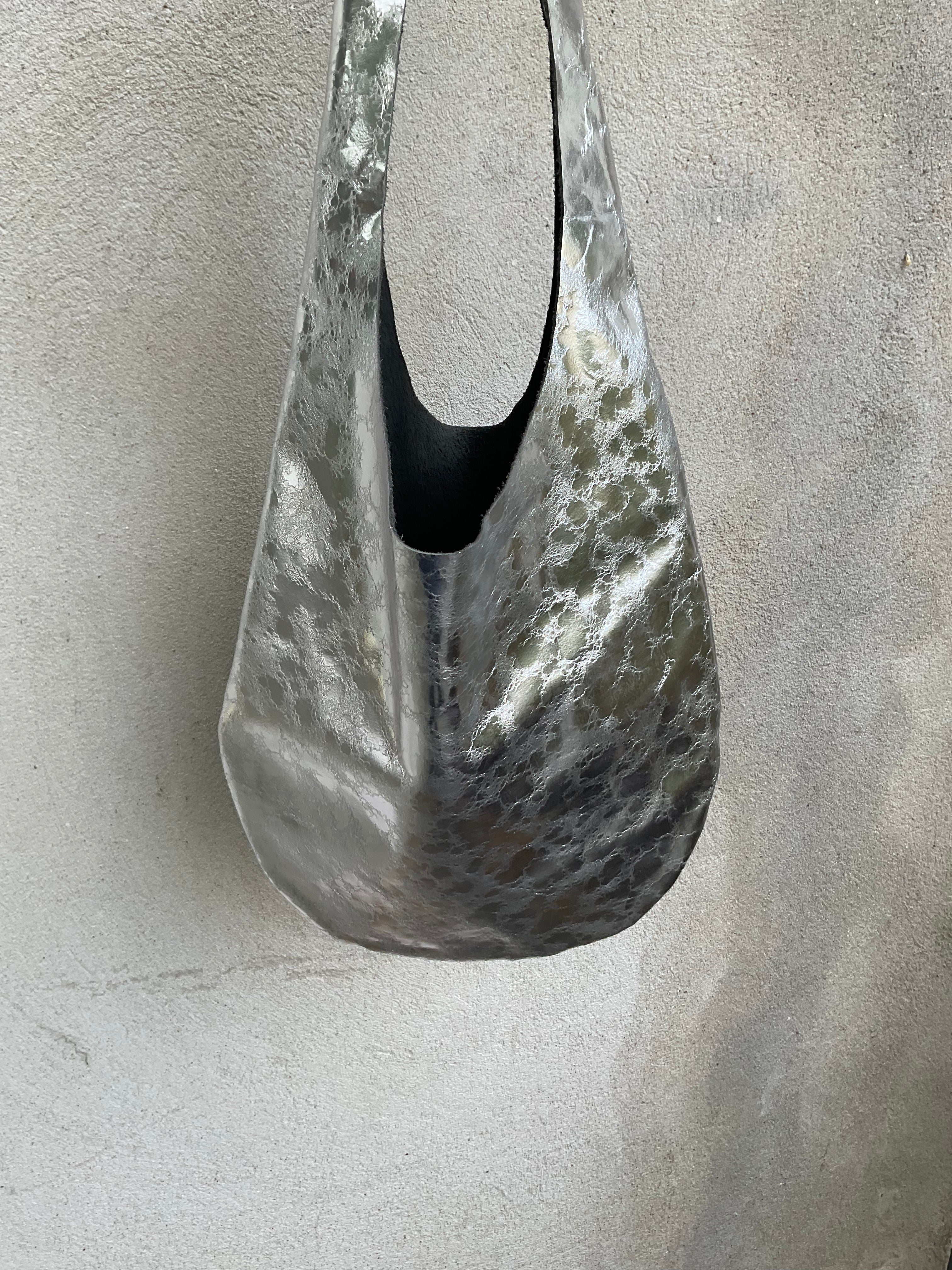 Silver Leather Hobo Bag – One of a Kind