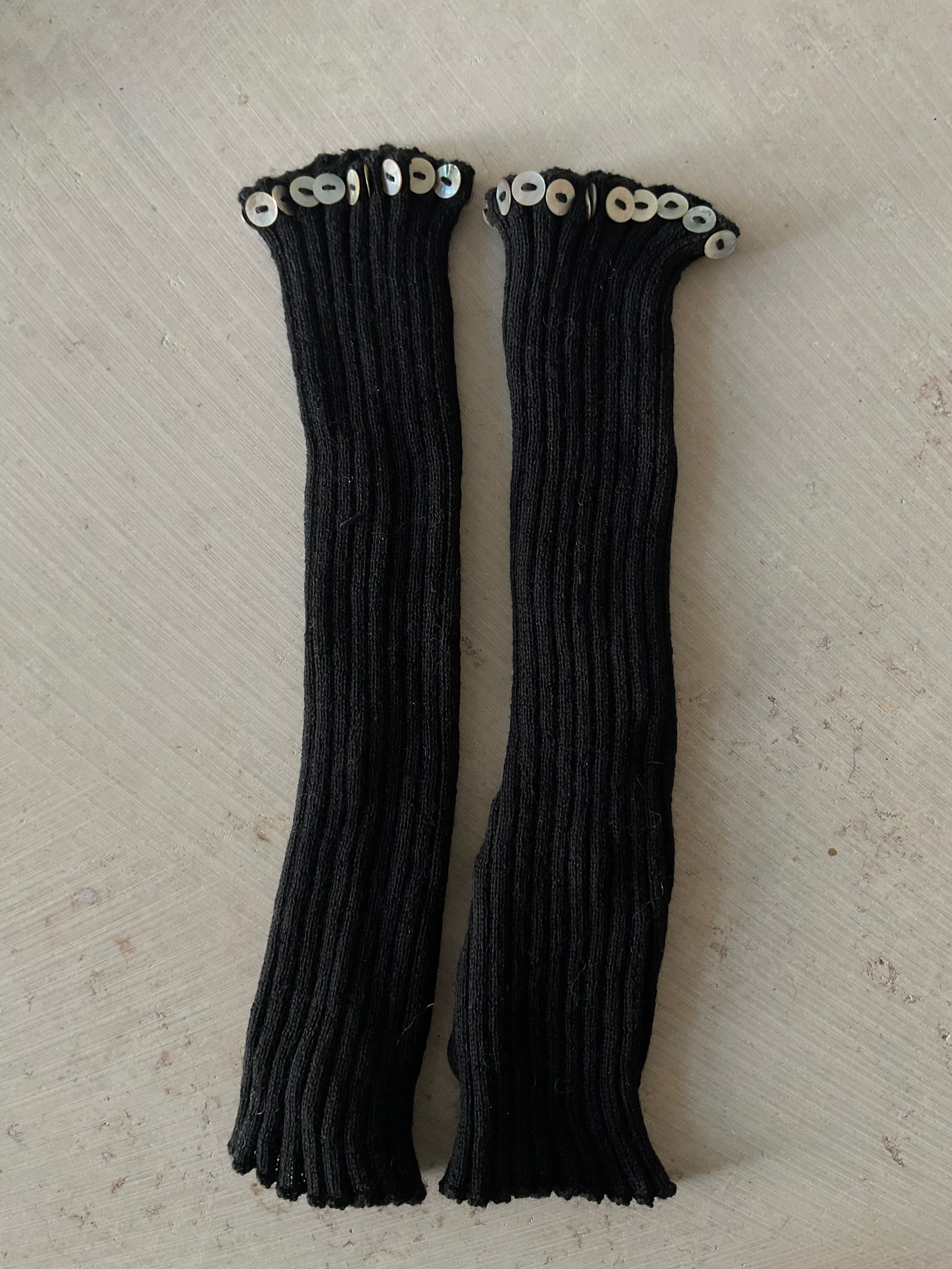 Merino Wool Hand Warmers with Mother-of-Pearl Buttons