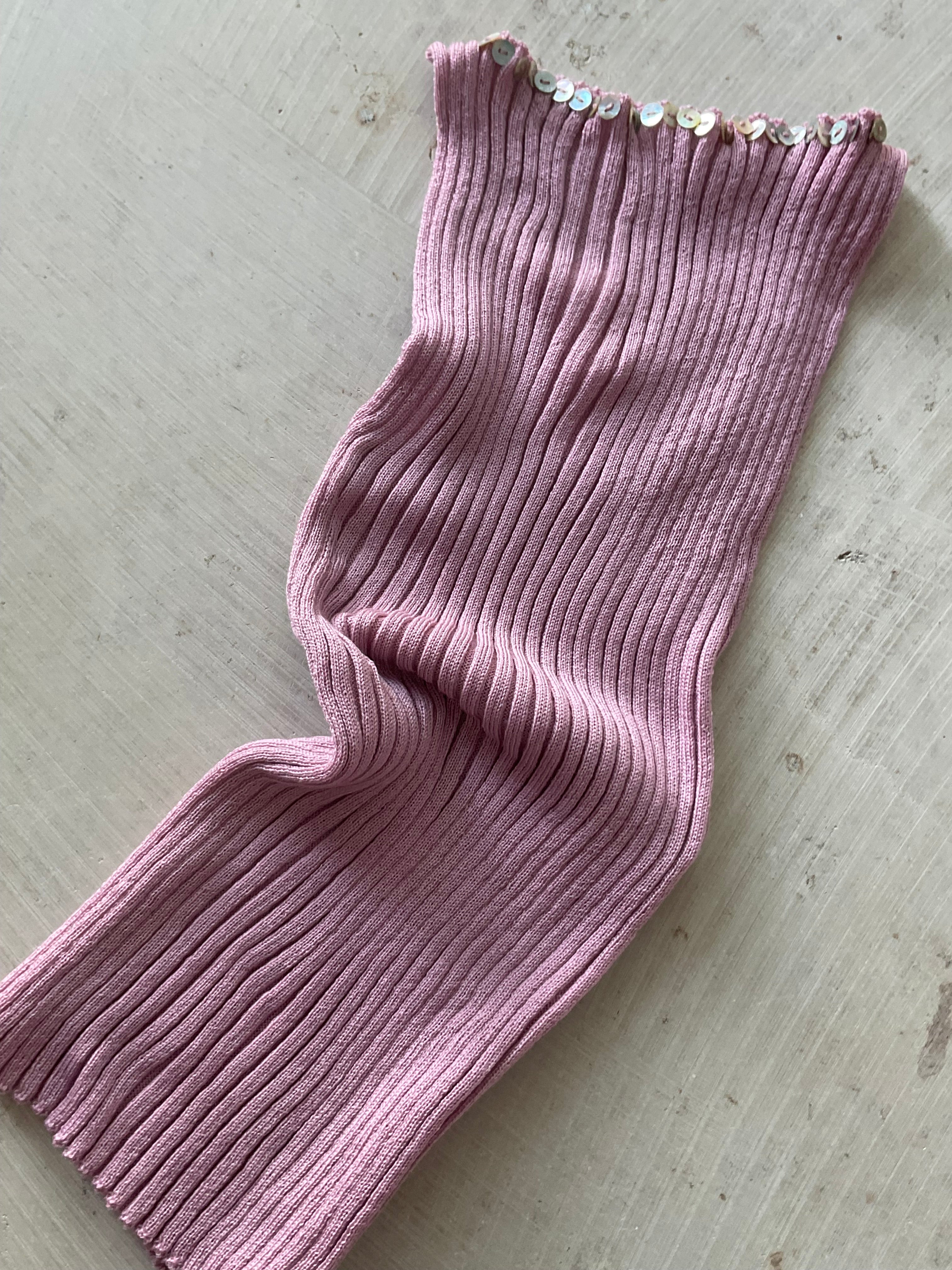 Merino Ribb Top with Pearl Button boat neck pink