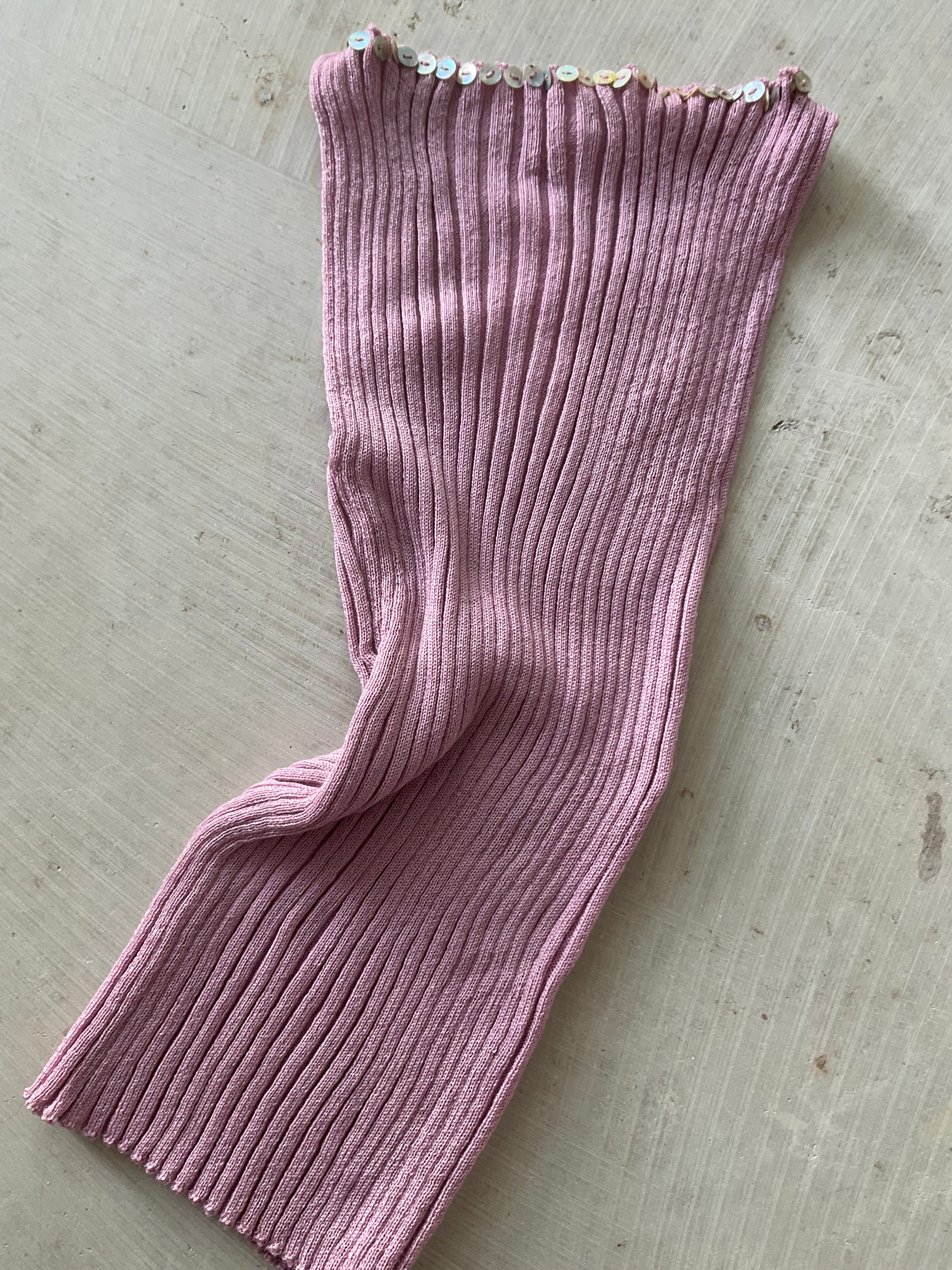 Merino Ribb Top with Pearl Button boat neck pink