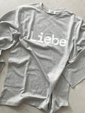 Liebe Long Sleeve – Organic Cotton grey with white letters