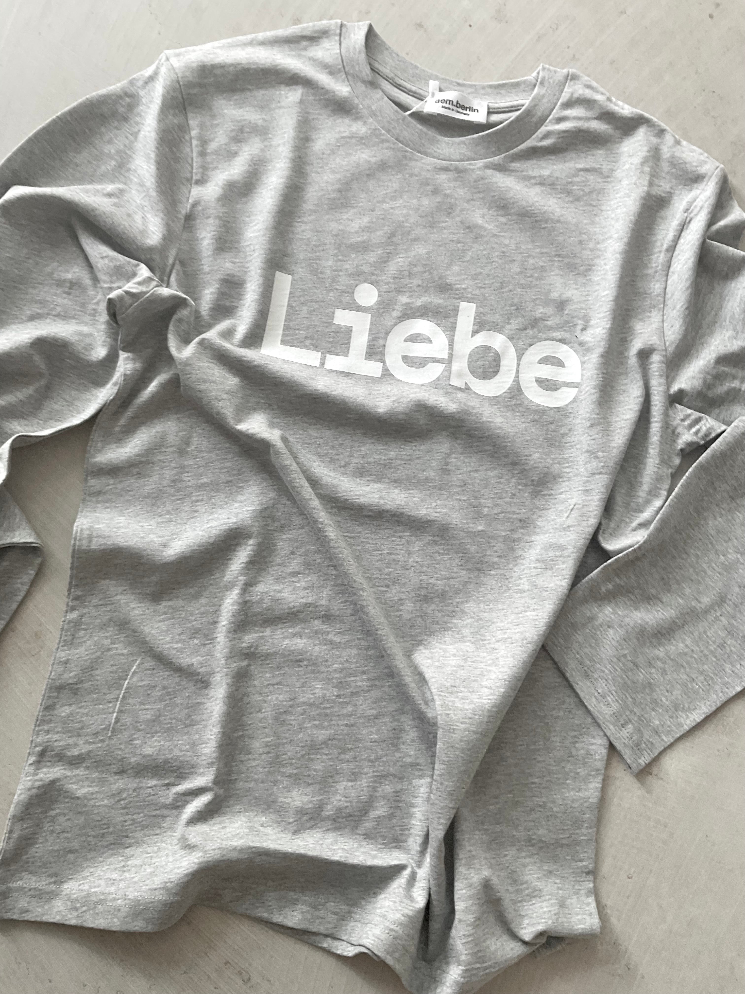 Liebe Long Sleeve – Organic Cotton grey with white letters