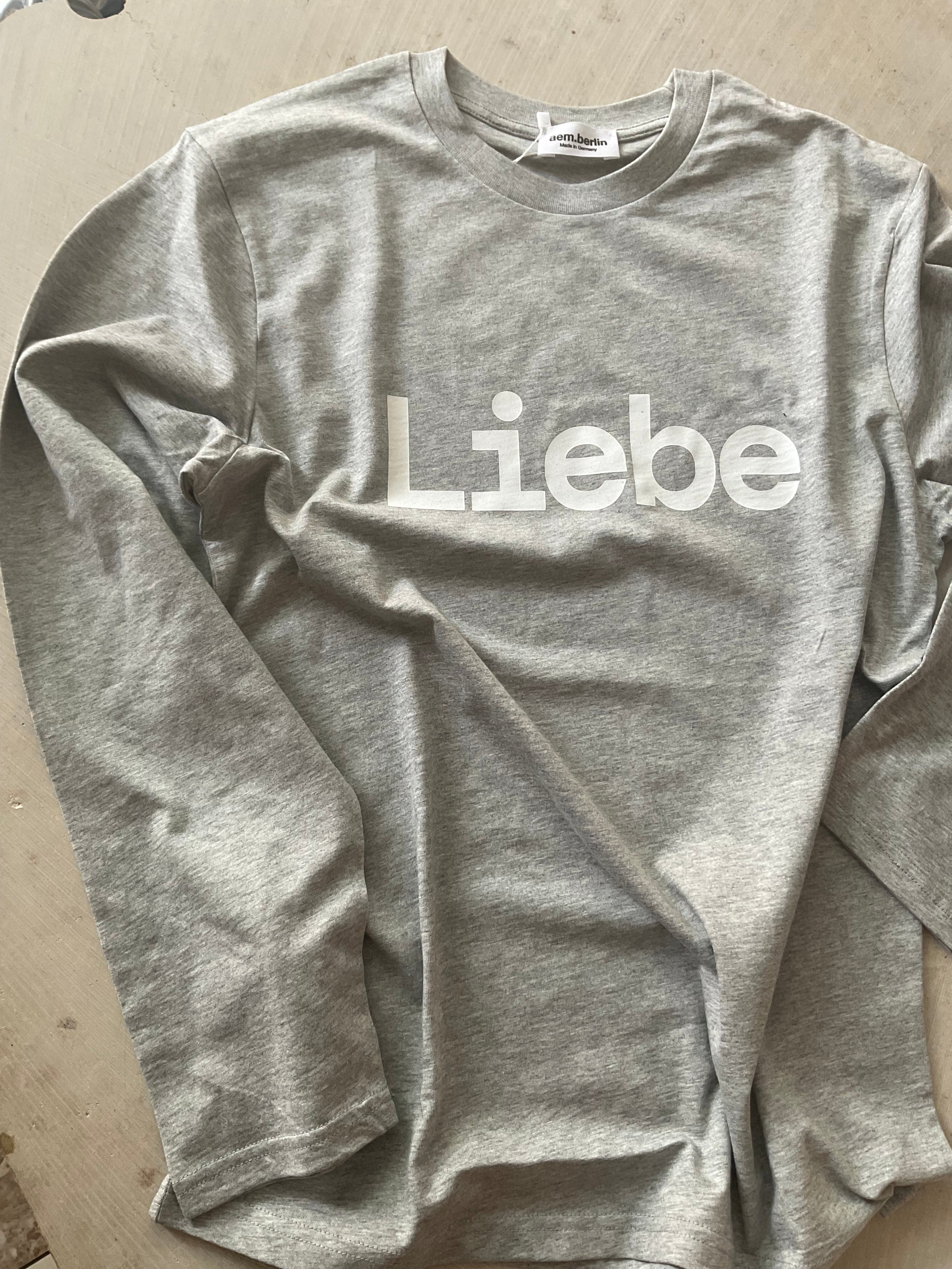 Liebe Long Sleeve – Organic Cotton grey with white letters