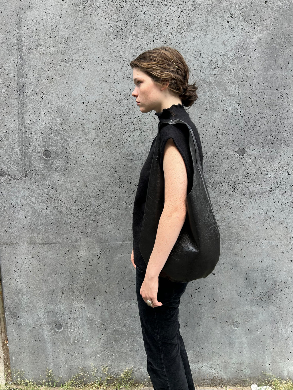Leather Hobo Vera Black