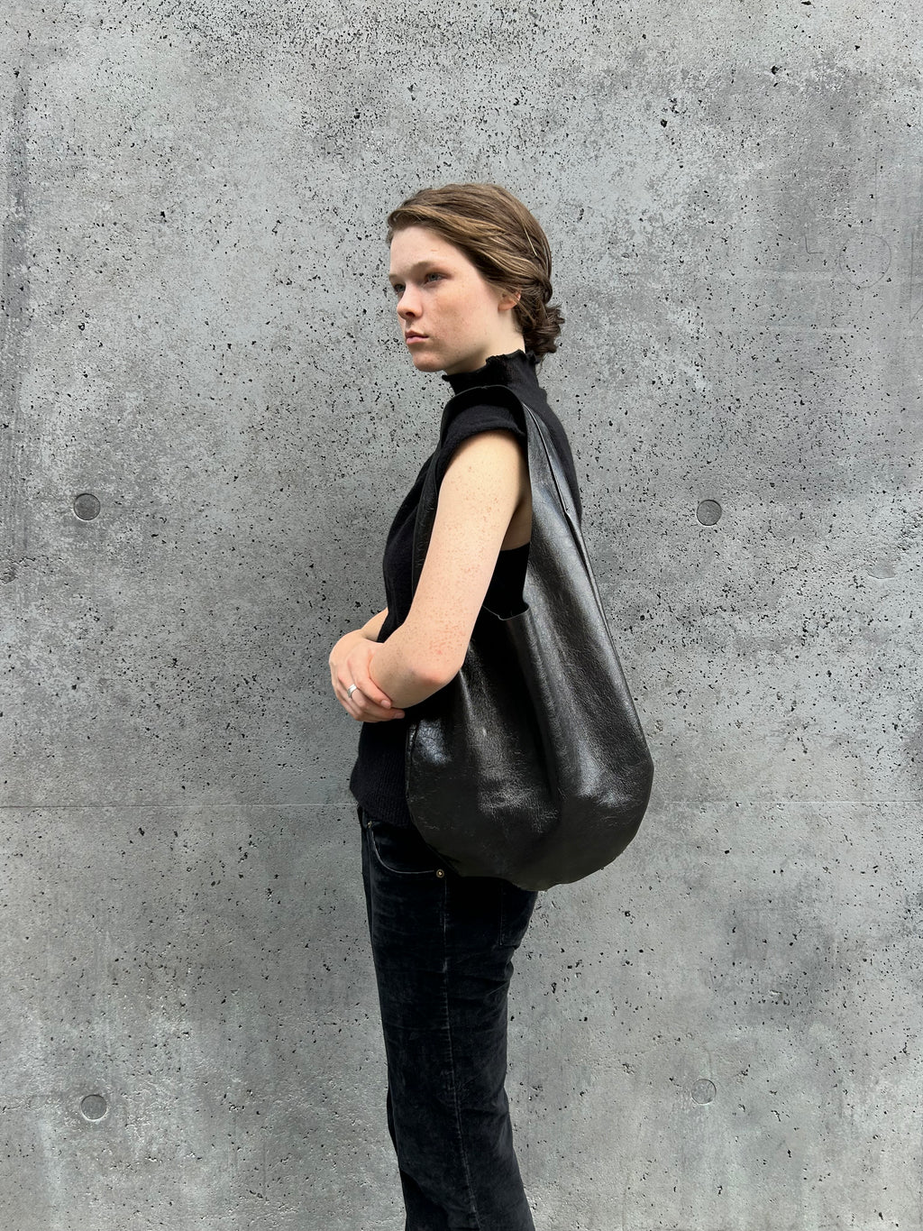 Leather Hobo Vera Black