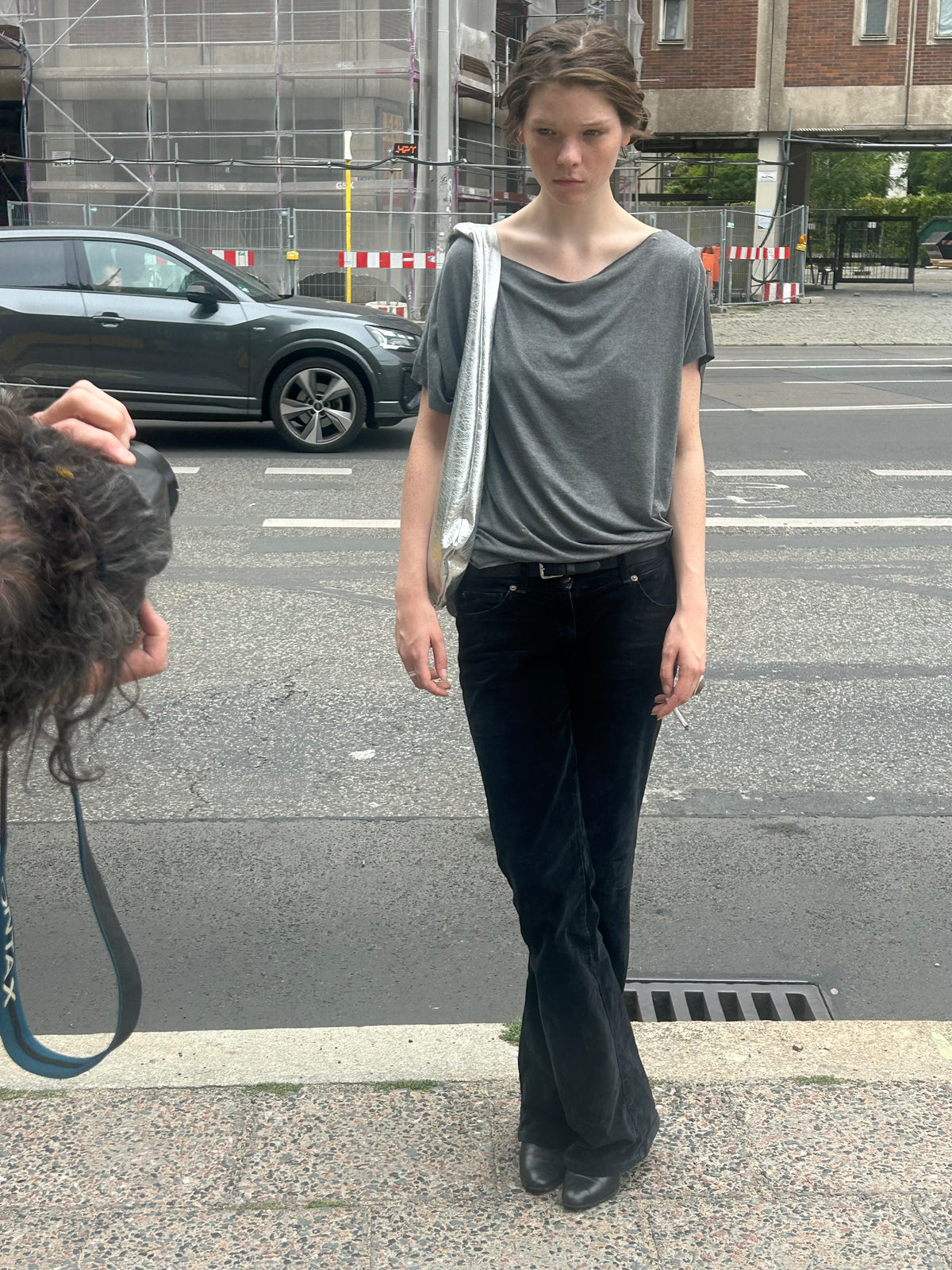 Yoko Oversized Viscose Boat Neck Top – Made in Berlin grey