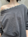 Women’s Off-Shoulder Tshirt – Loose Fit – Cotton Jersey Fiona