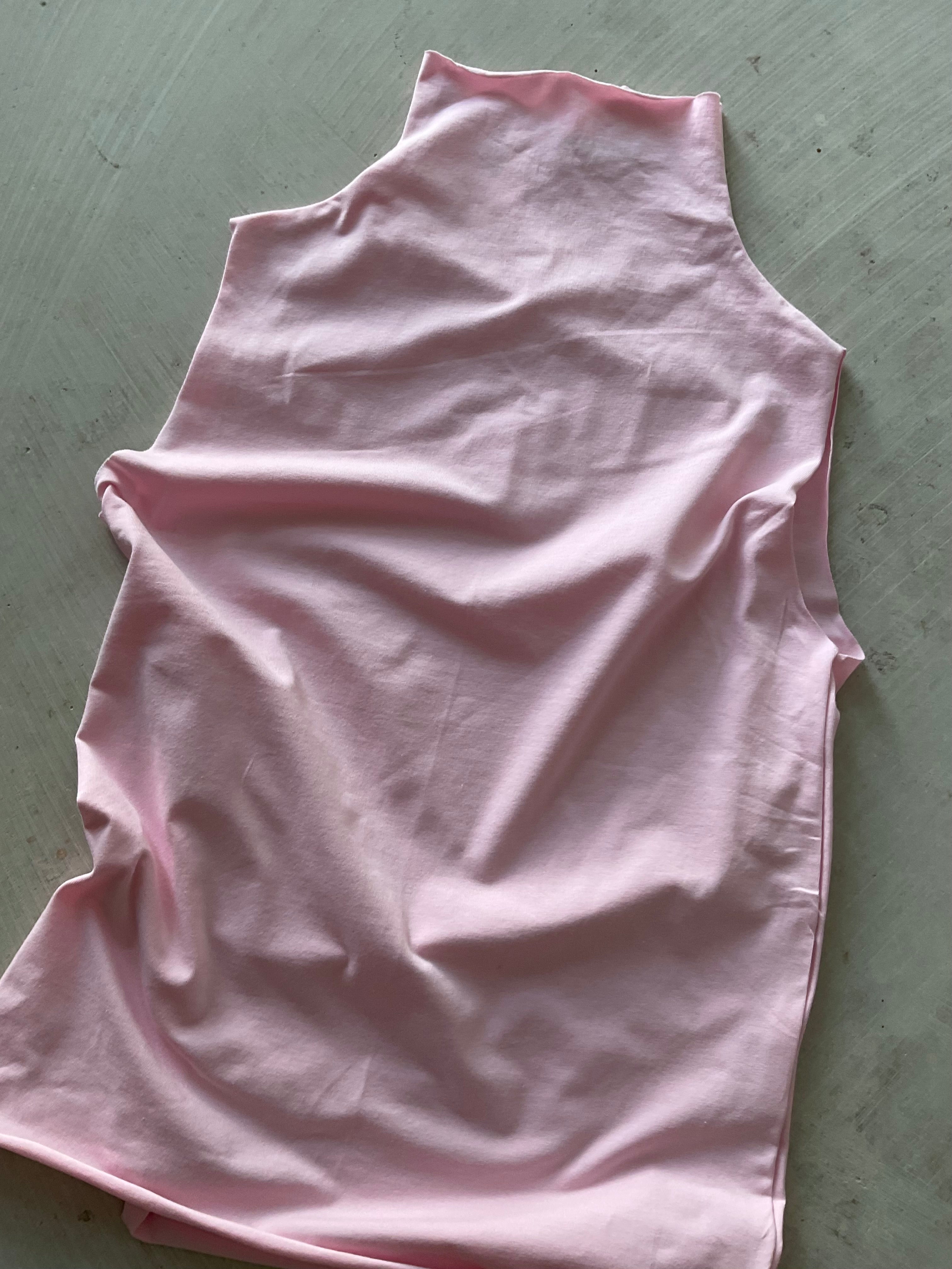 High Neck Tank Top — Bubble gum pink -cotton