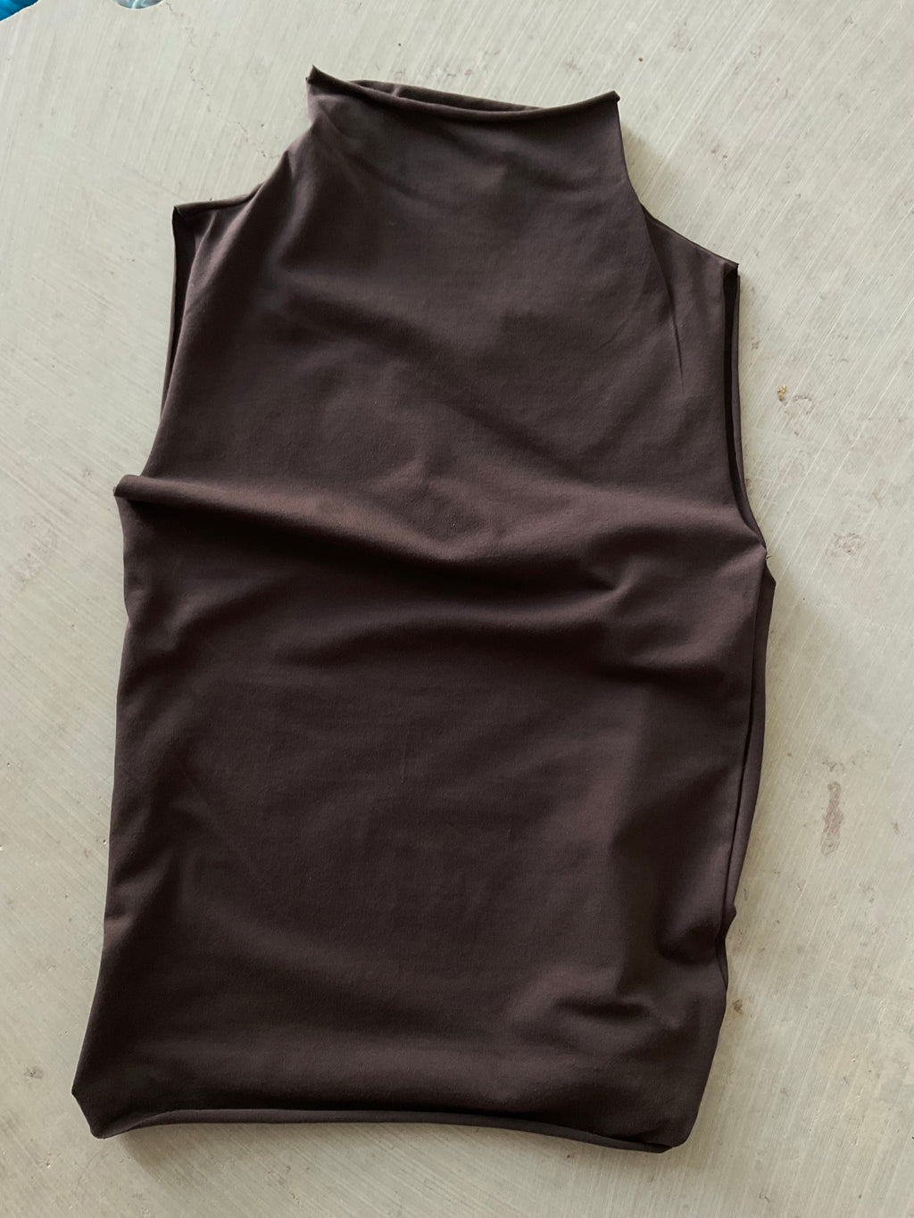 High Neck Tank Top  — Chocolate Brown cotton