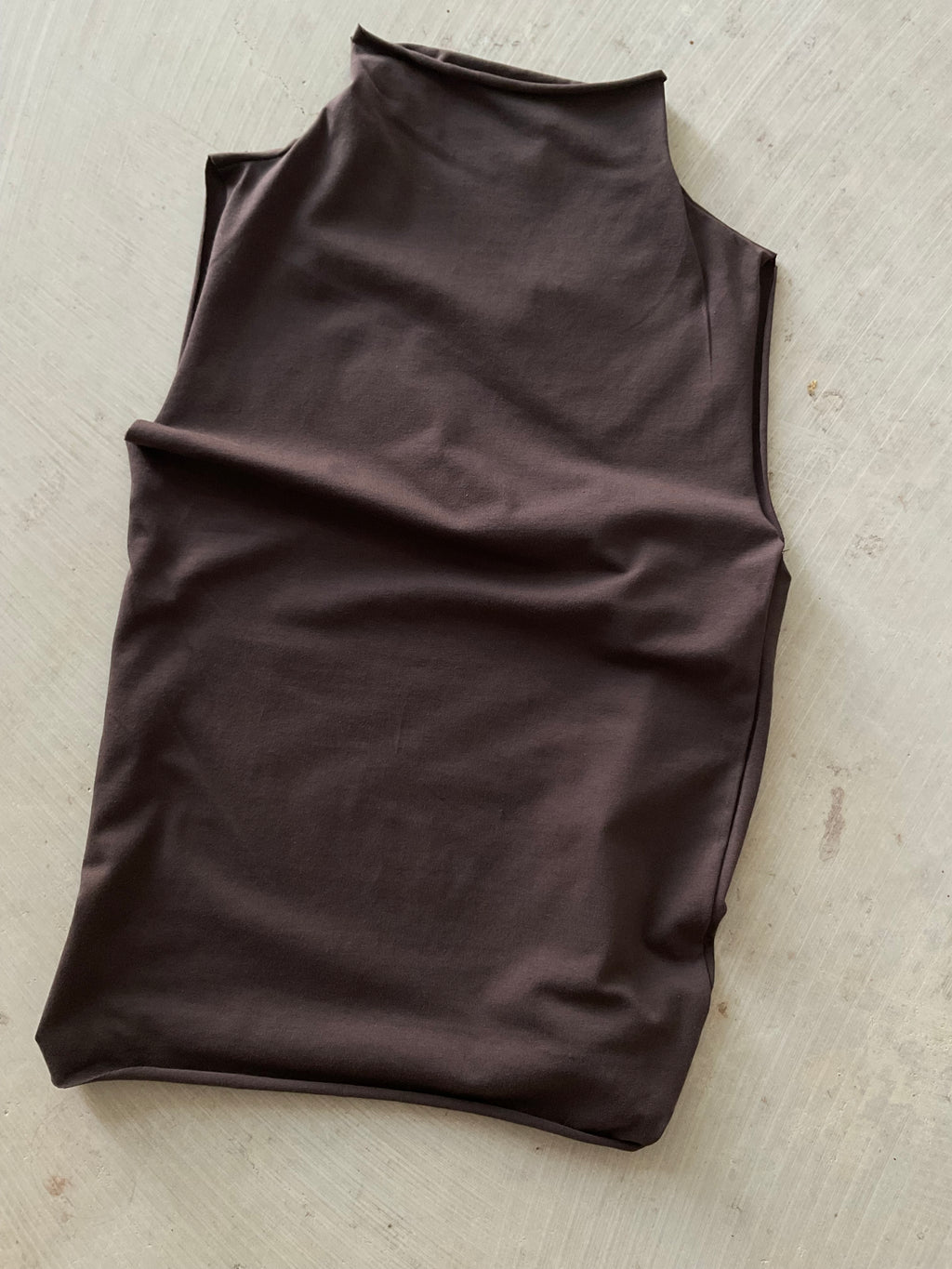 High Neck Tank Top  — Chocolate Brown cotton
