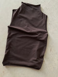 High Neck Tank Top  — Chocolate Brown cotton