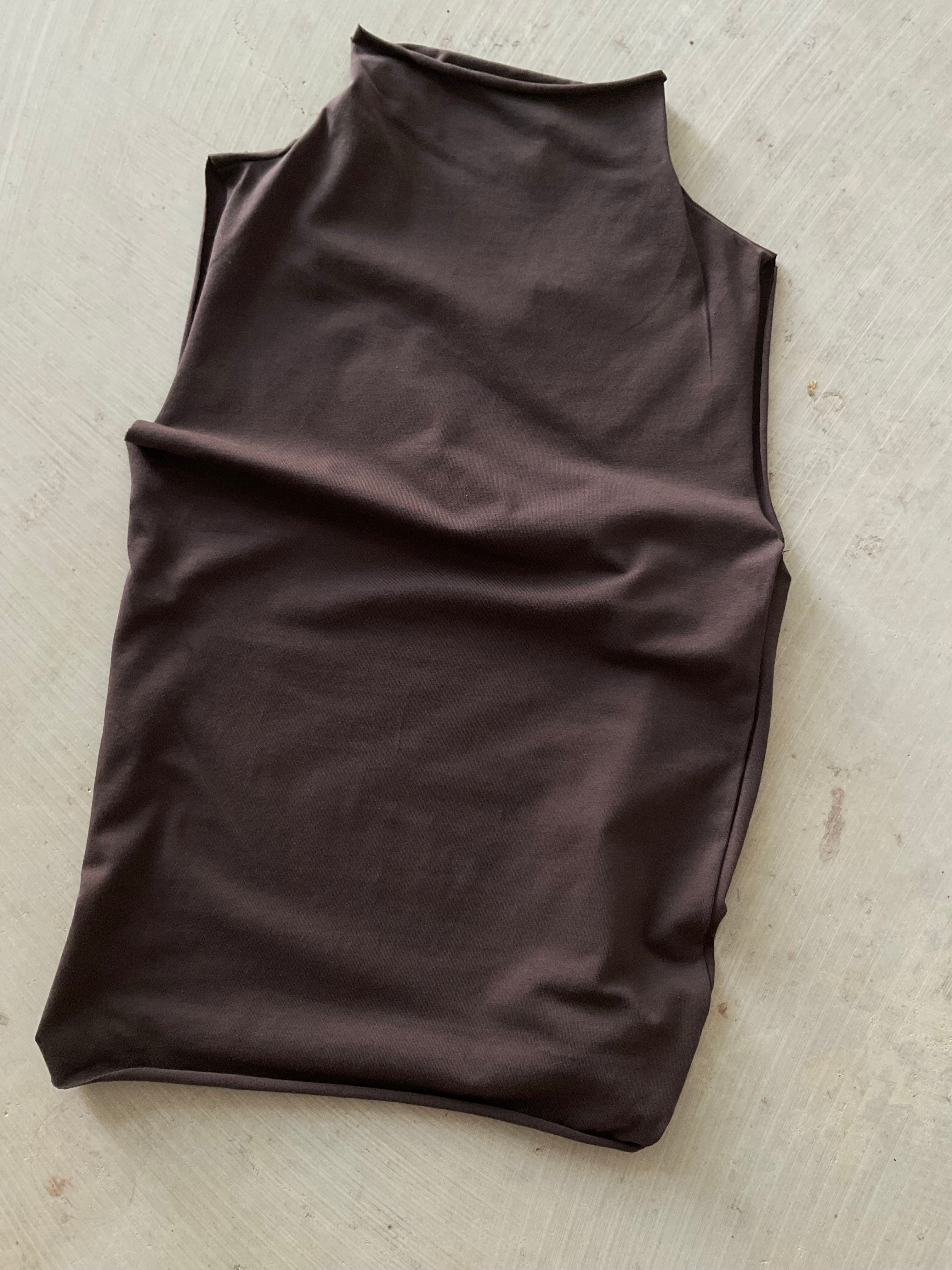 High Neck Tank Top  — Chocolate Brown cotton