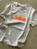 AEM  tshirt LIEBE white with orange yellow letters