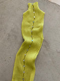 Merino Rib Top with Pearl Buttons high neck lime yellow