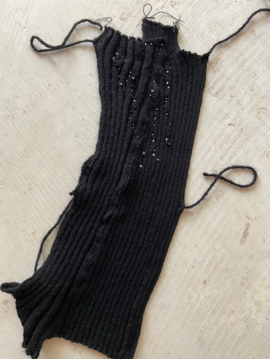 Unique Merino Mohair Backless Top with Bead Embroidery  Handmade in Berlin