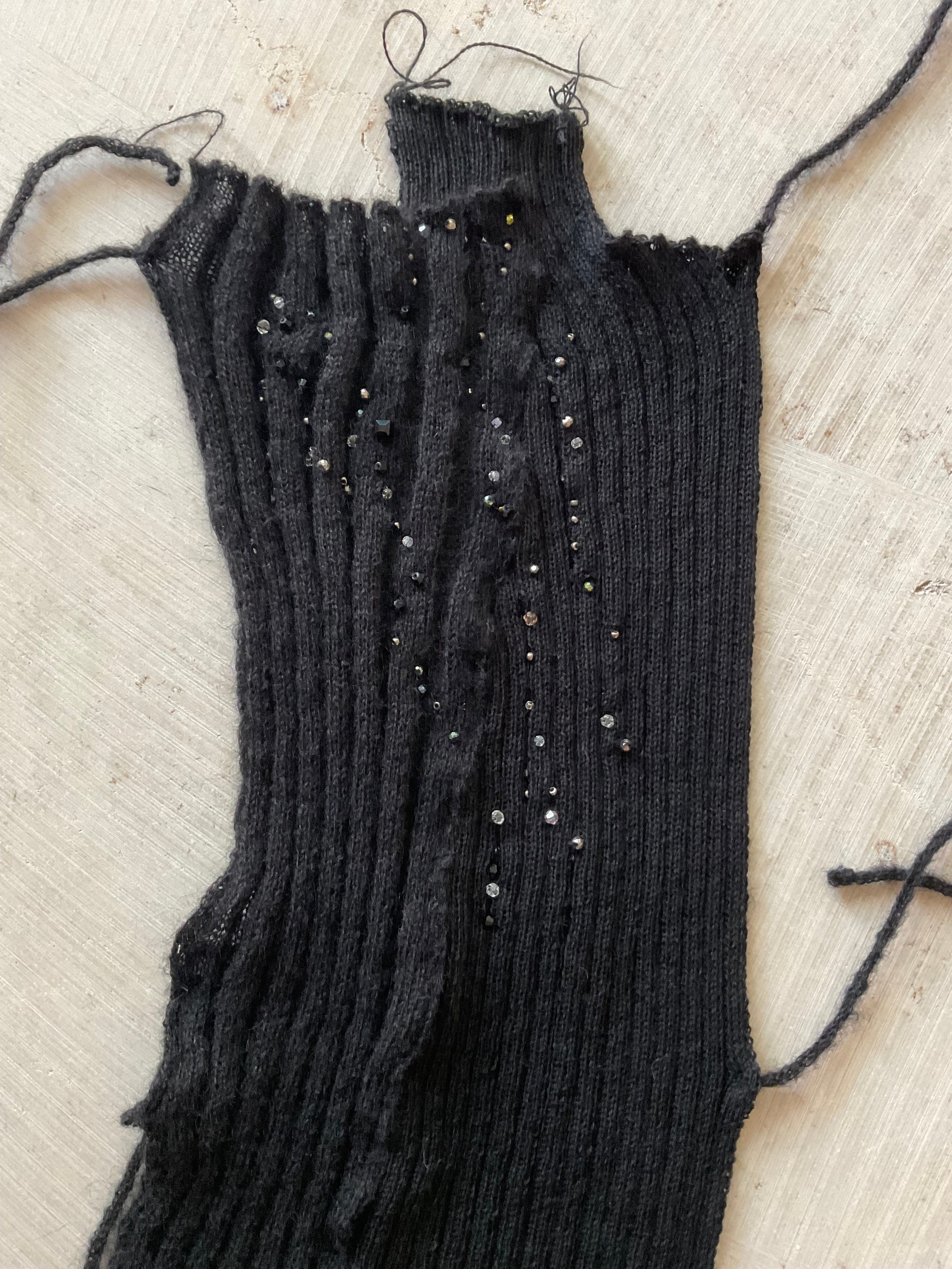 Unique Merino Mohair Backless Top with Bead Embroidery  Handmade in Berlin
