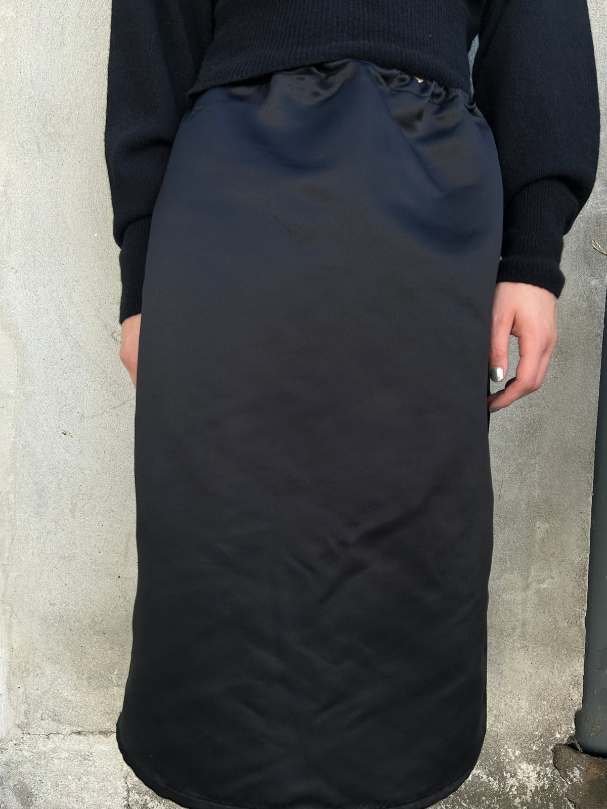 Lotta Black Satin Skirt