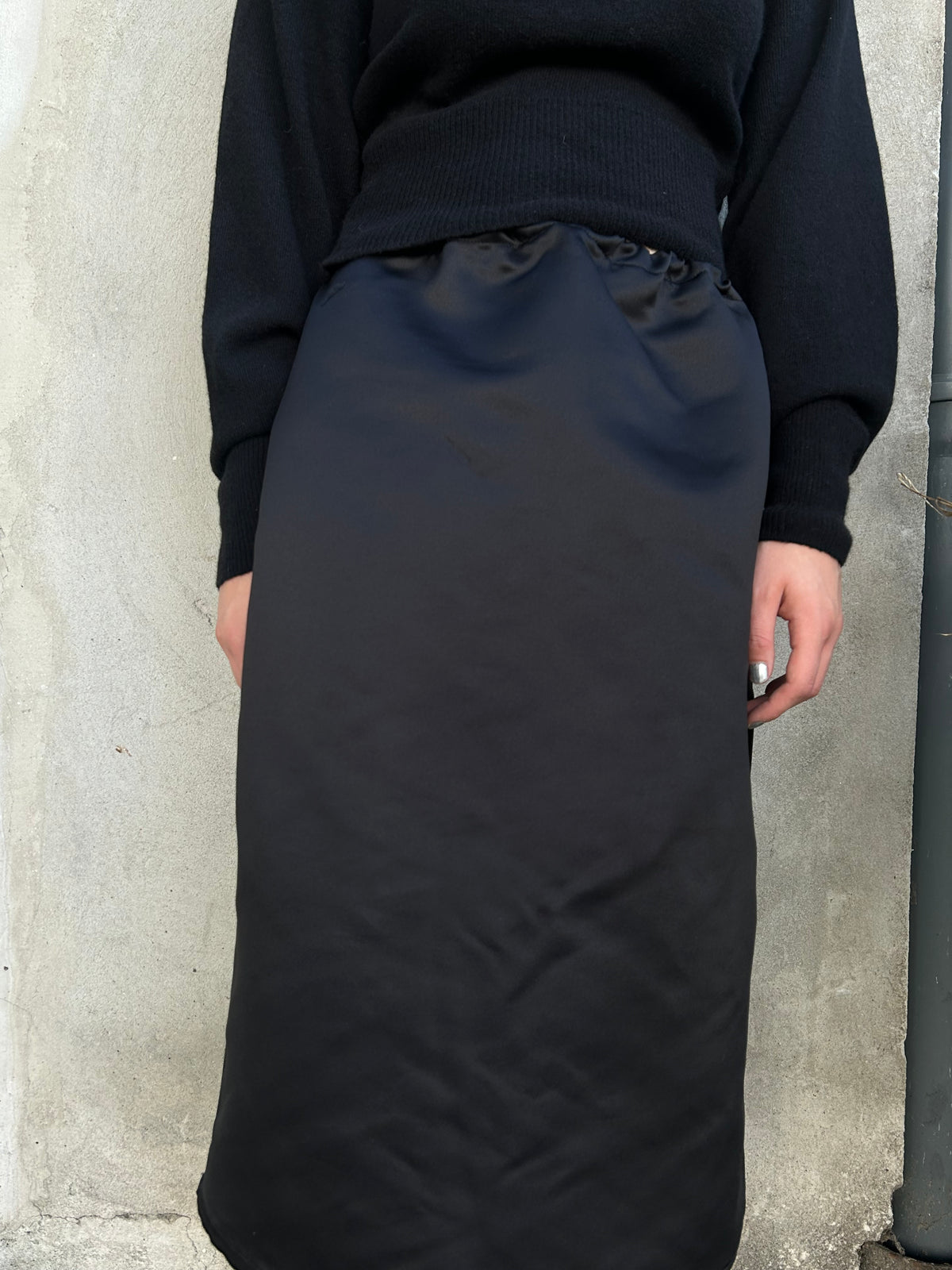 Lotta Black Satin Skirt