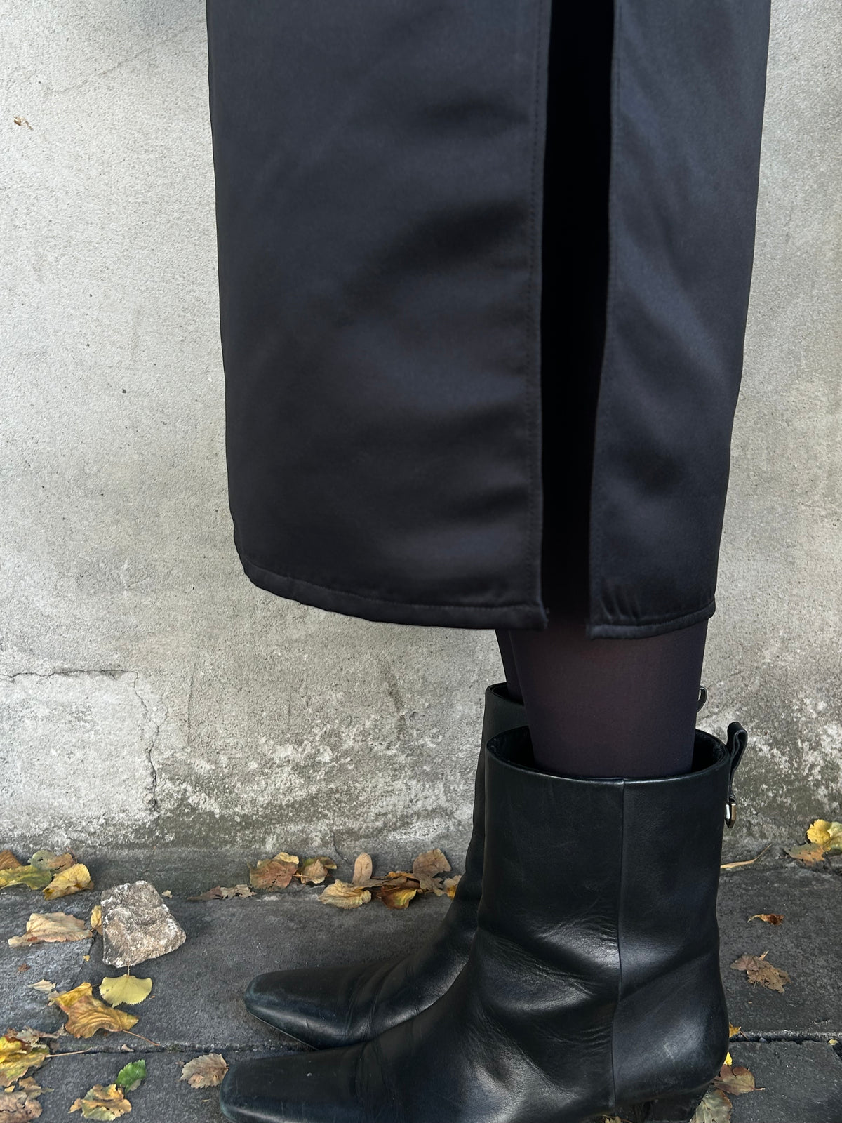 Lotta Black Satin Skirt