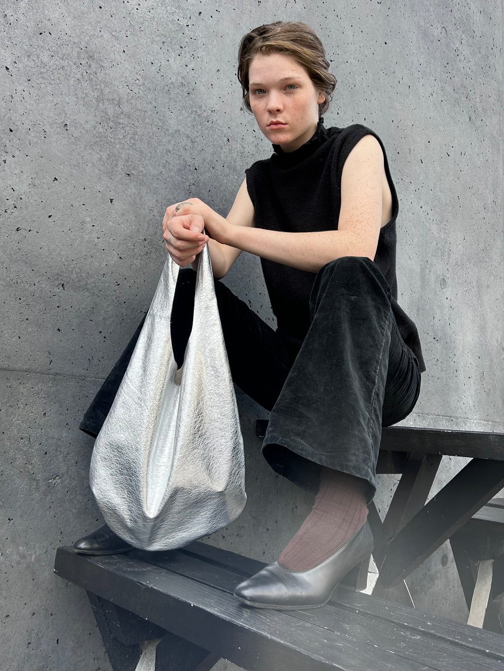Silver Leather Hobo Vera