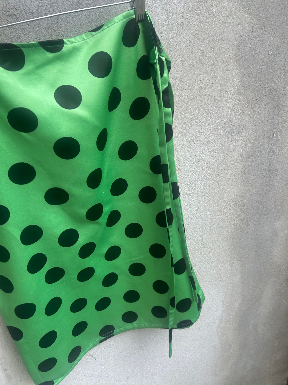Green Polka Dot Cotton Satin Apron Skirt