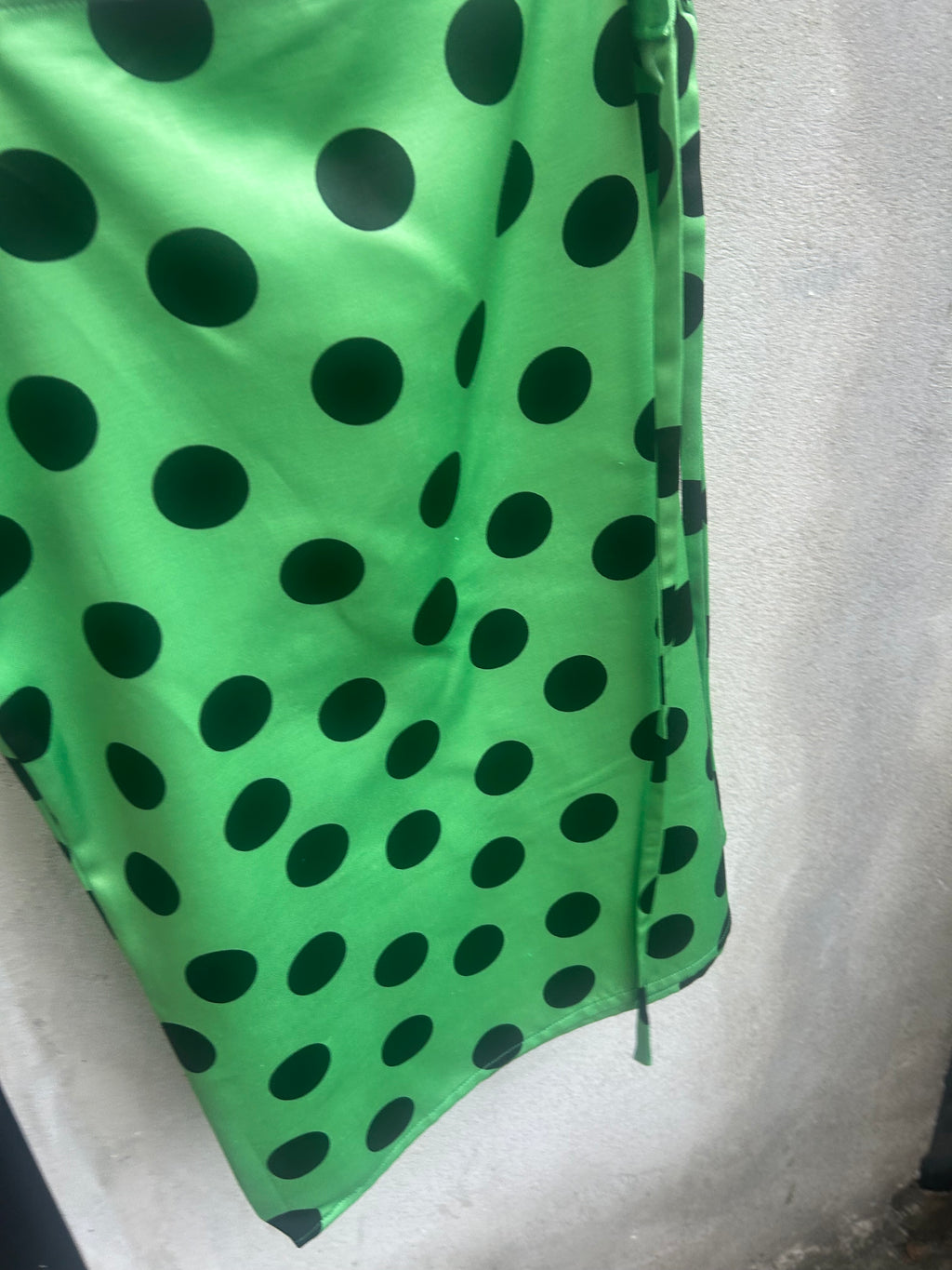Green Polka Dot Cotton Satin Apron Skirt