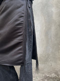 Black Satin Apron Skirt with Fringes