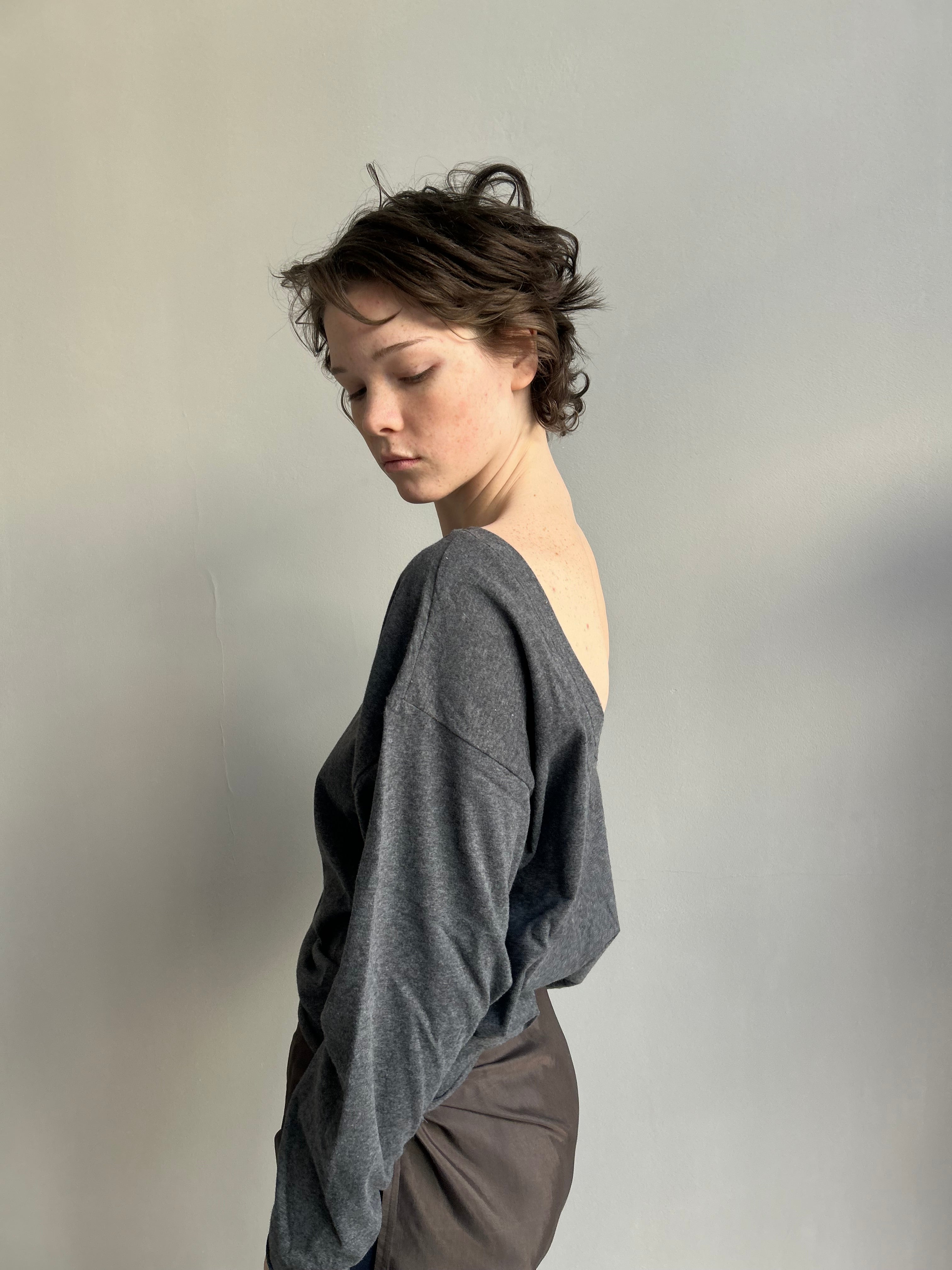 Bella Top — Open Back (Brushed Cotton) grey