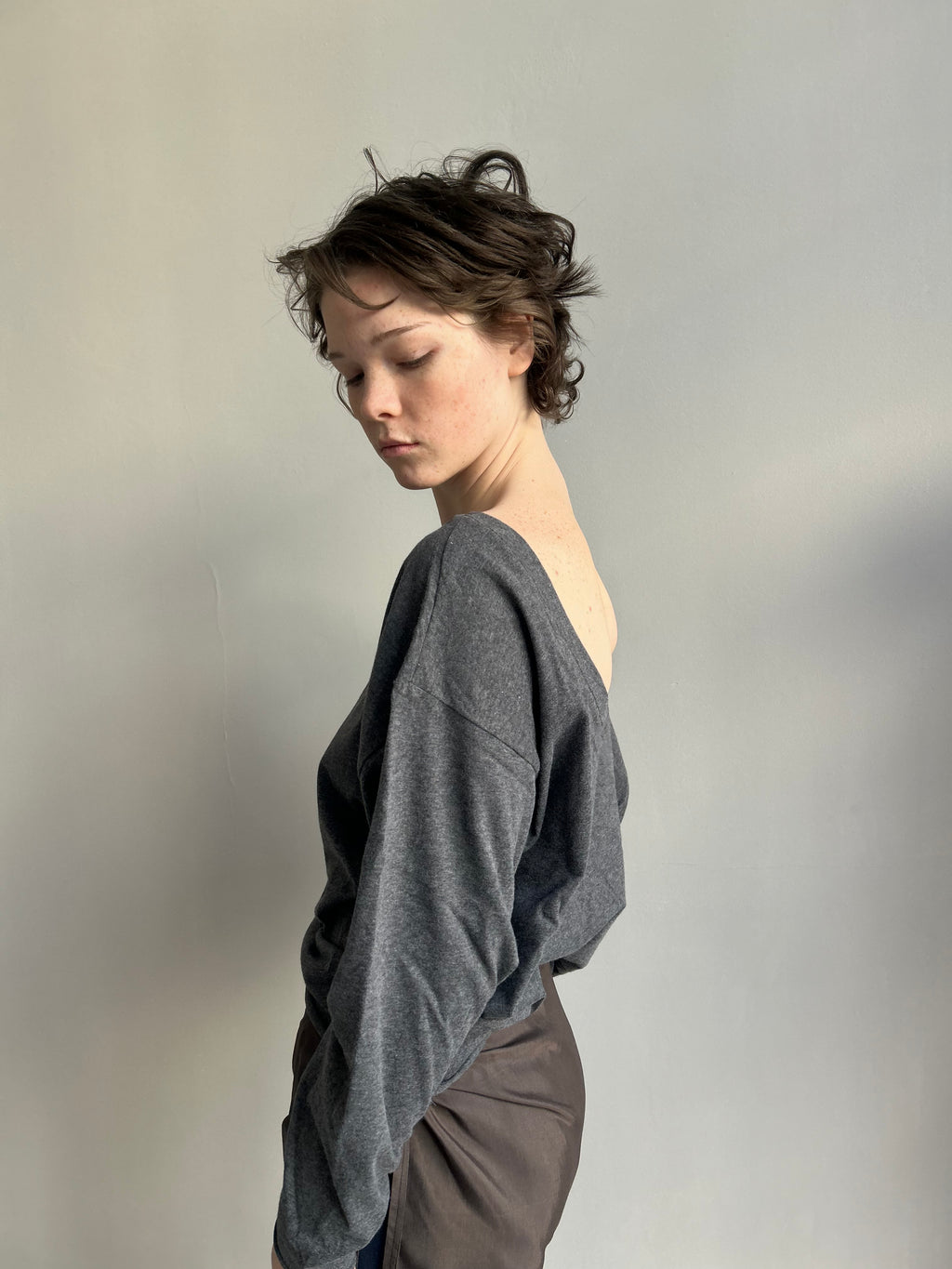 Bella Top — Open Back (Brushed Cotton) grey