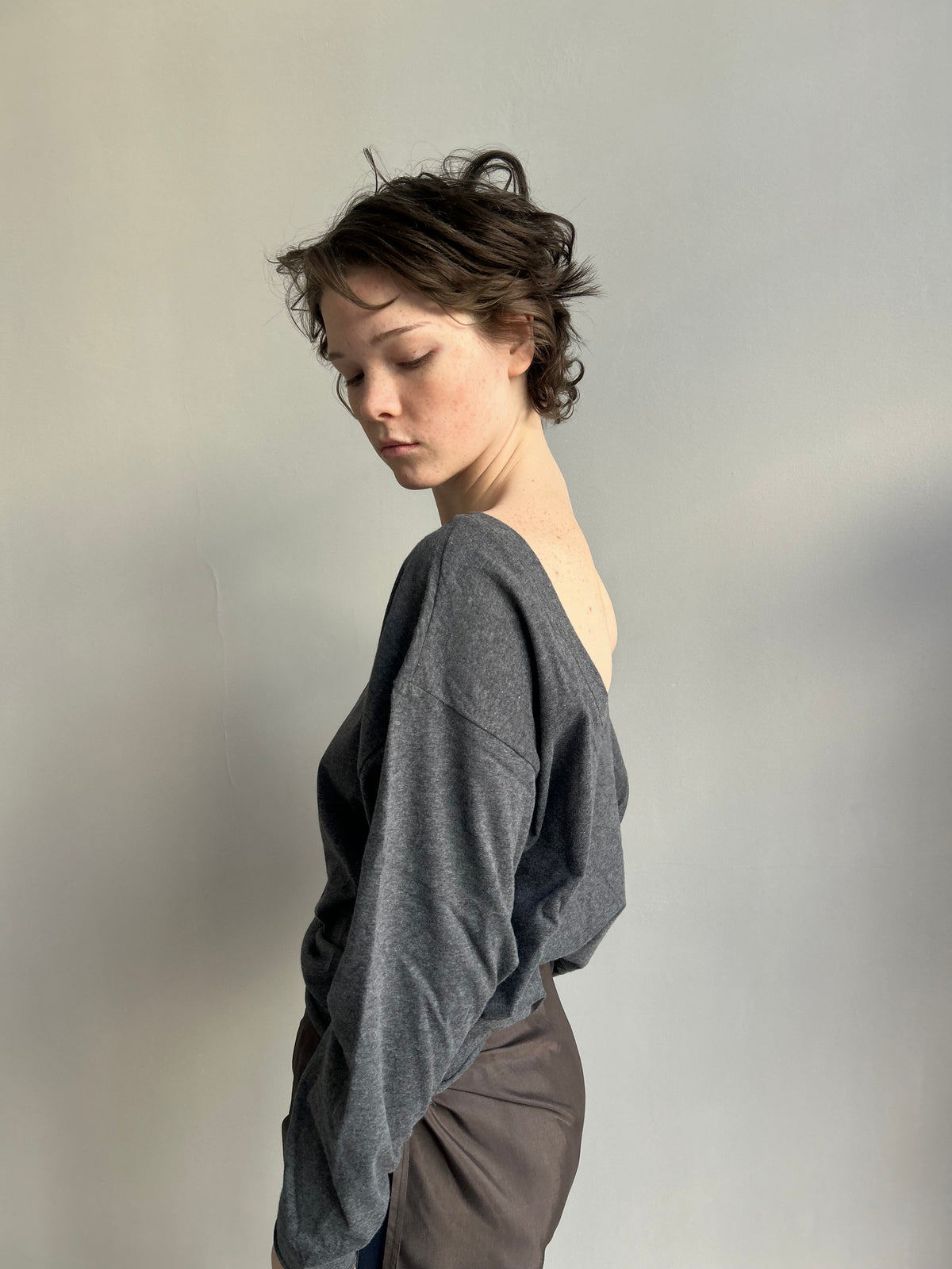 Bella Top — Open Back (Brushed Cotton) grey