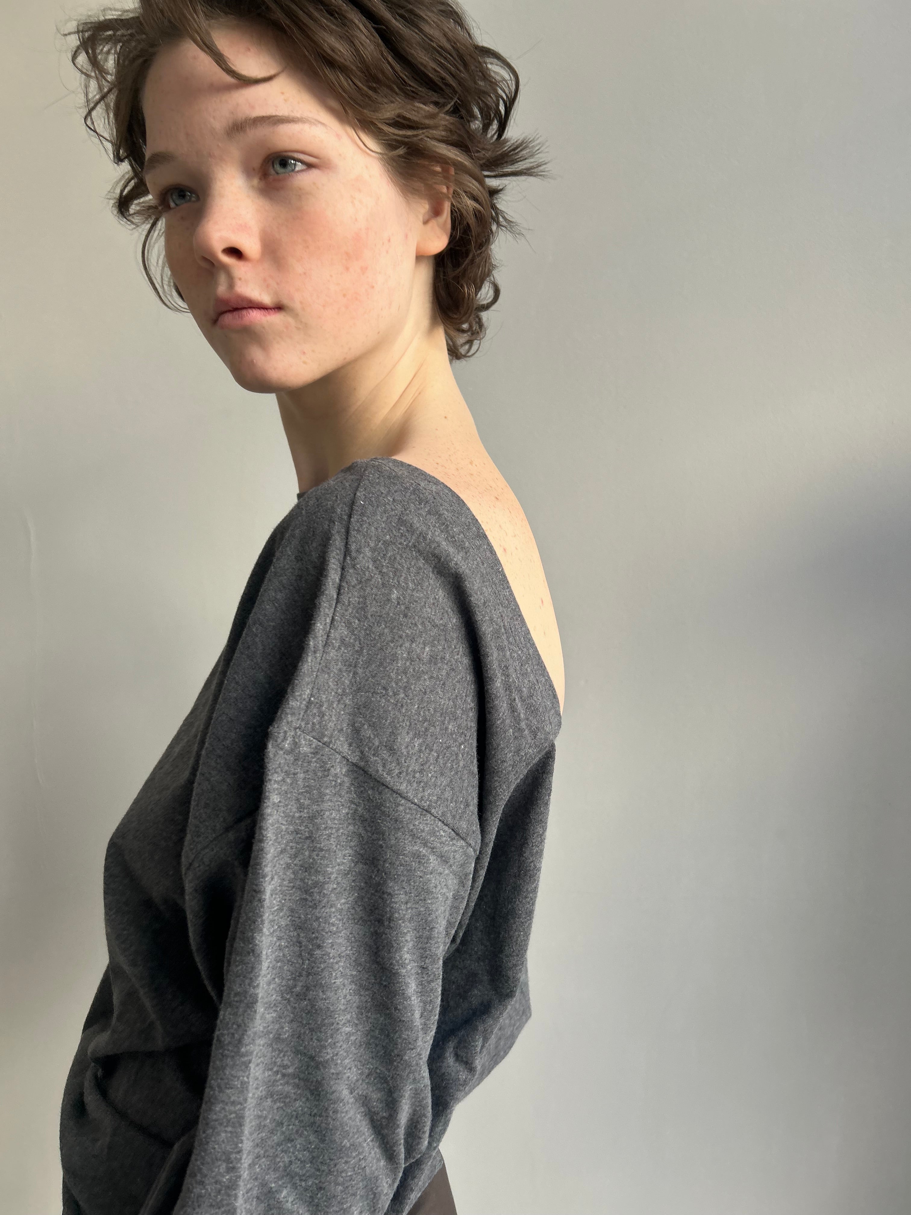 Bella Top — Open Back (Brushed Cotton) grey