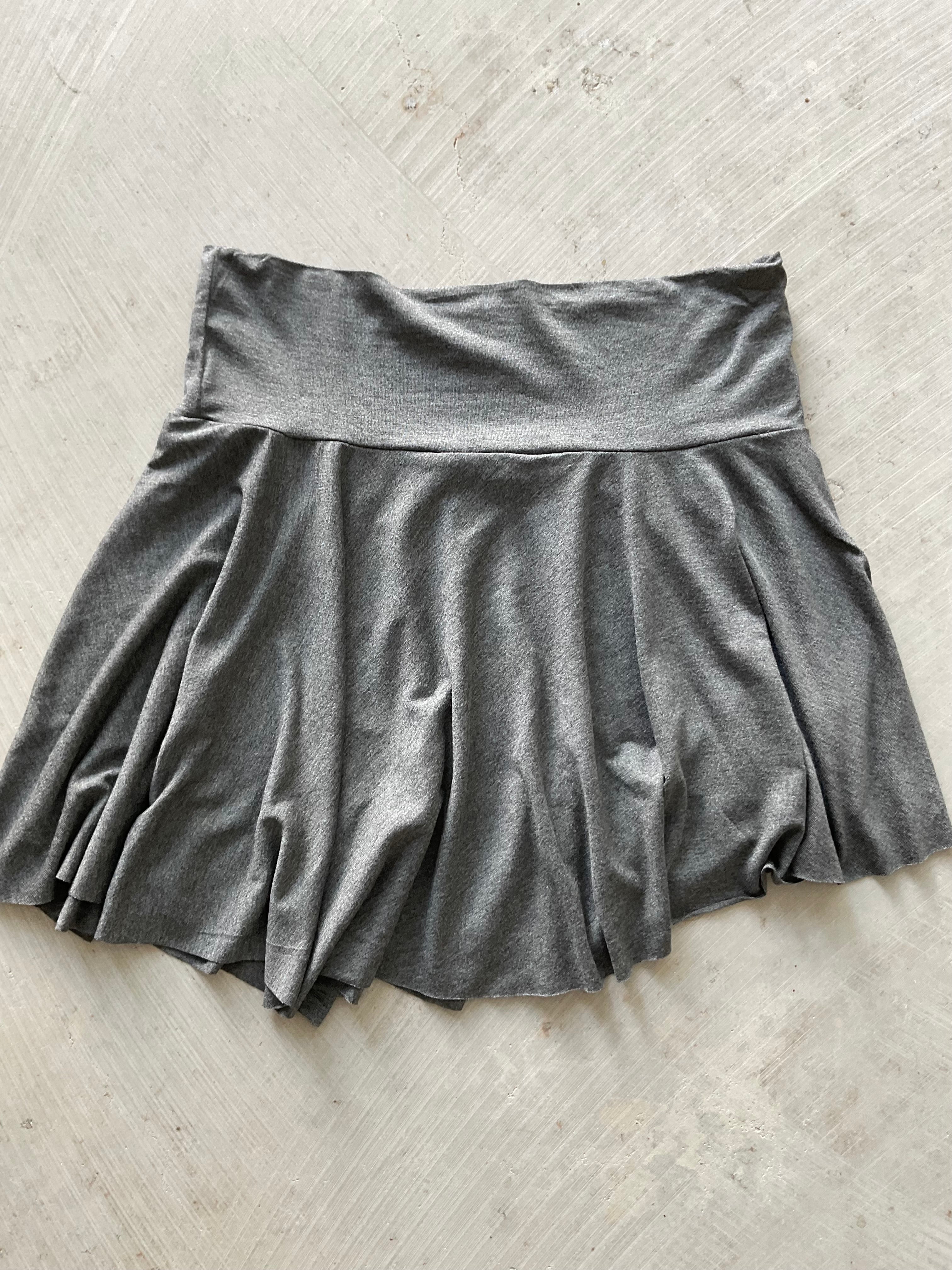 Cora Asymmetrical Viscose Mini  Skirt – dark  grey
