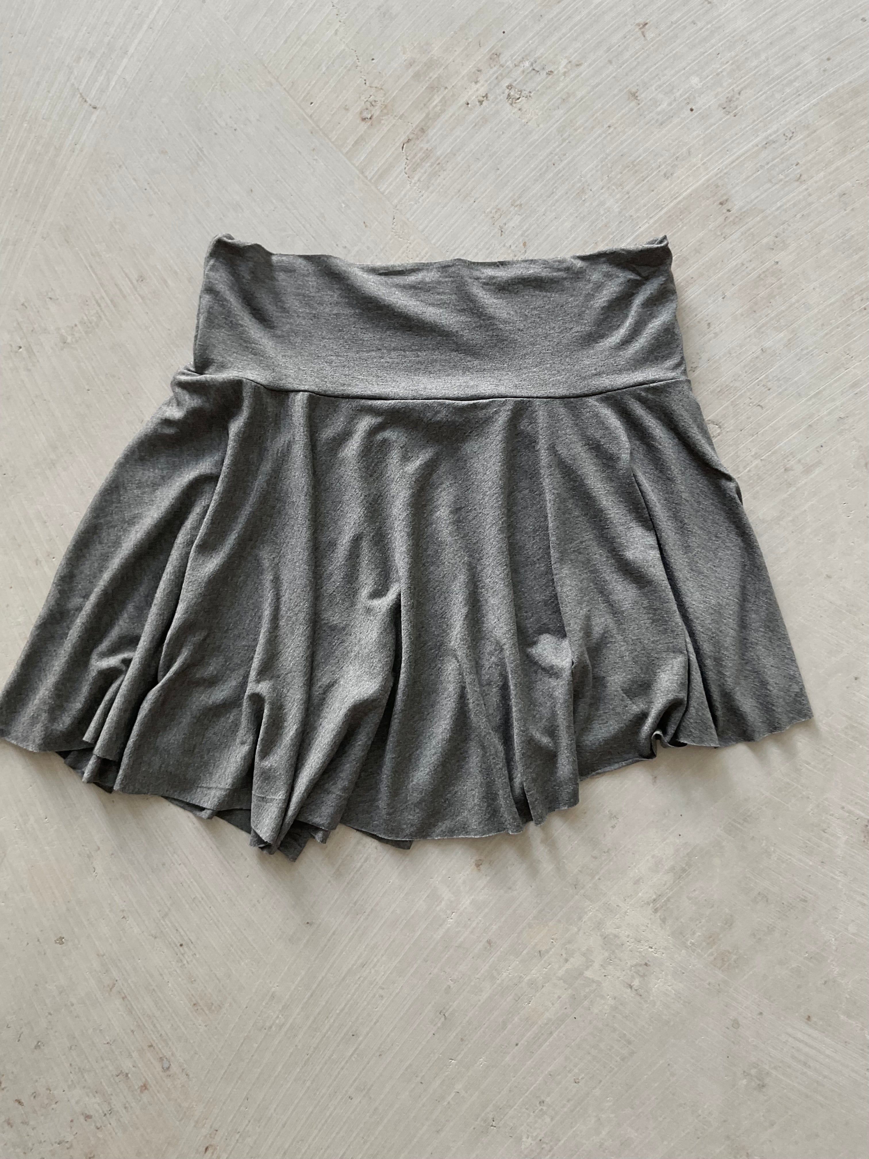 Cora Asymmetrical Viscose Mini  Skirt – dark  grey