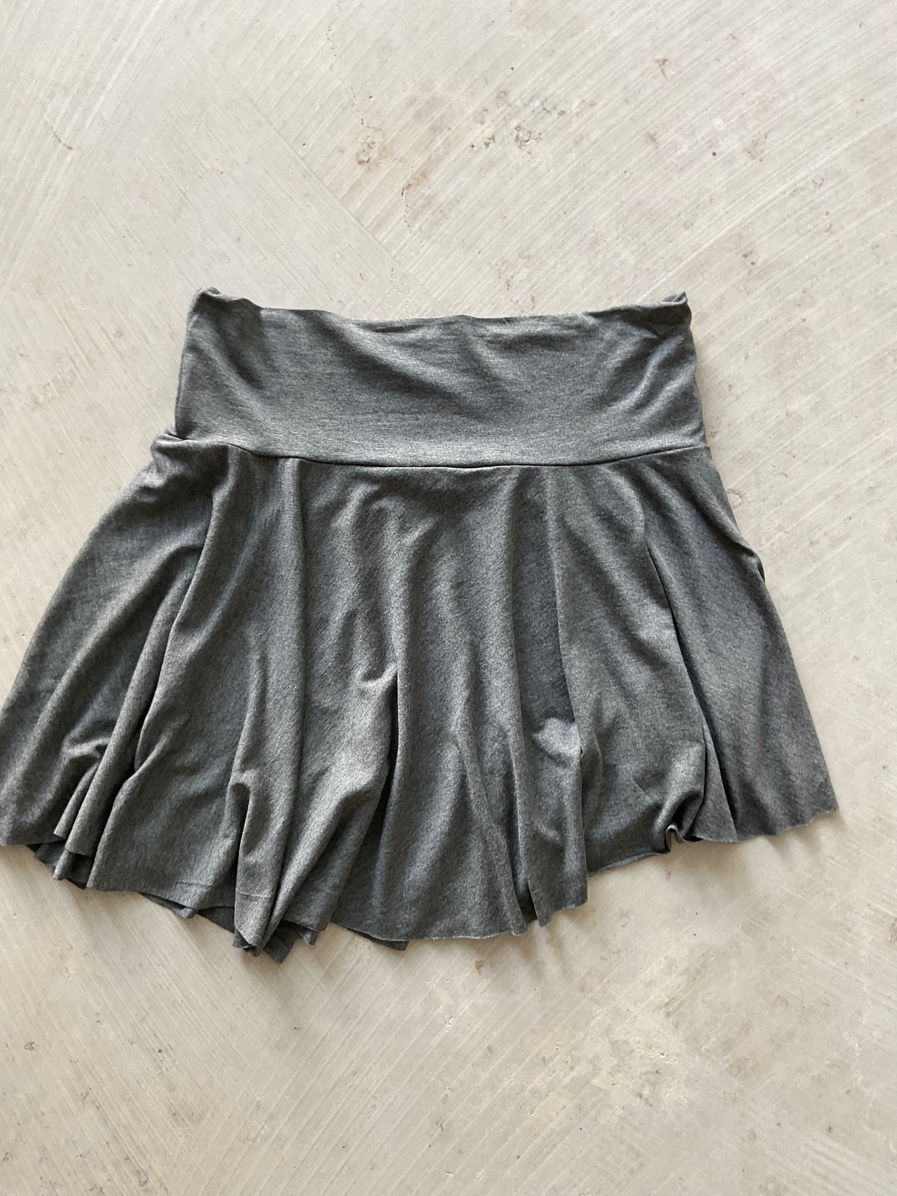 Cora Asymmetrical Viscose Mini  Skirt – dark  grey