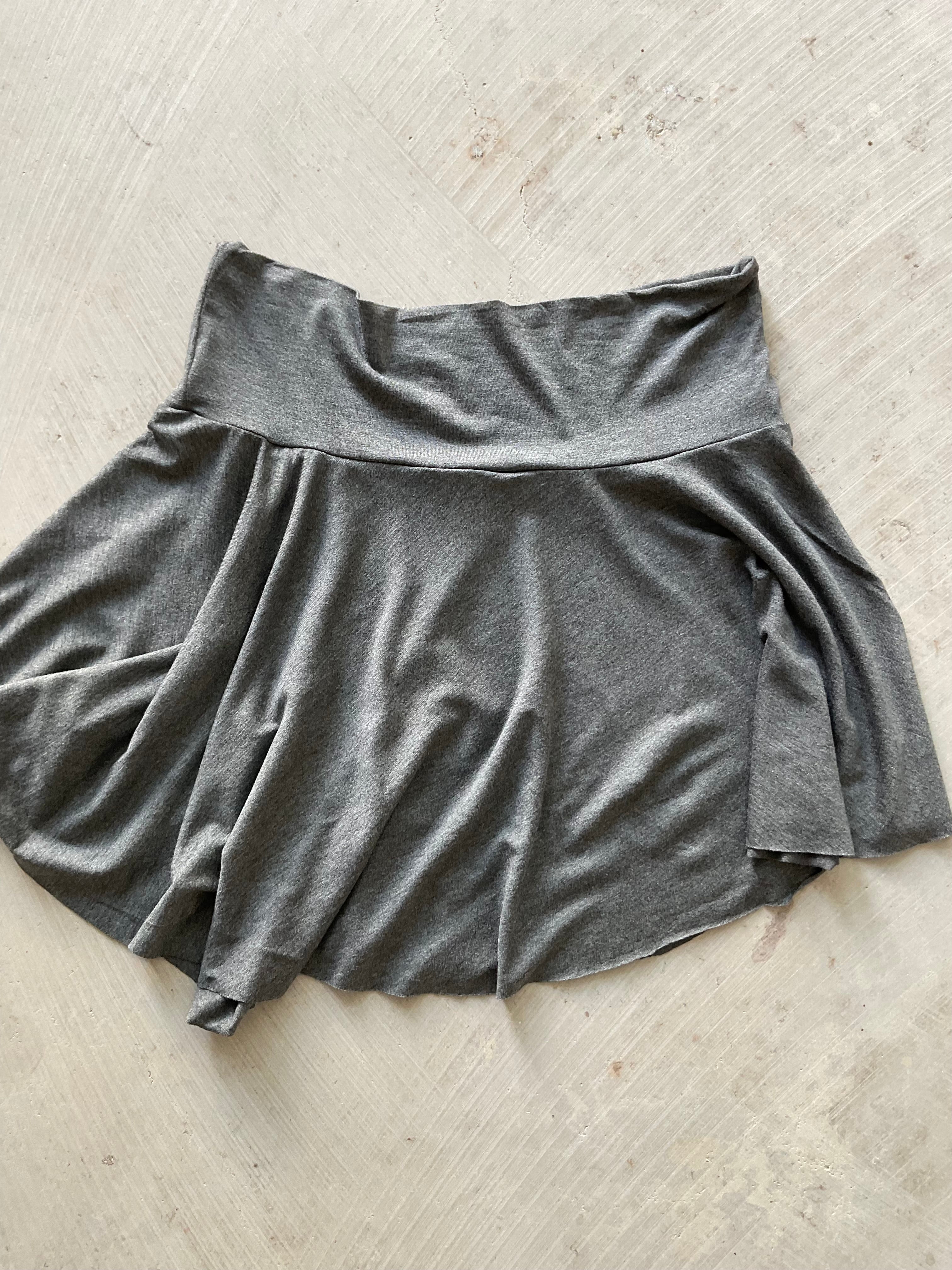 Cora Asymmetrical Viscose Mini  Skirt – dark  grey